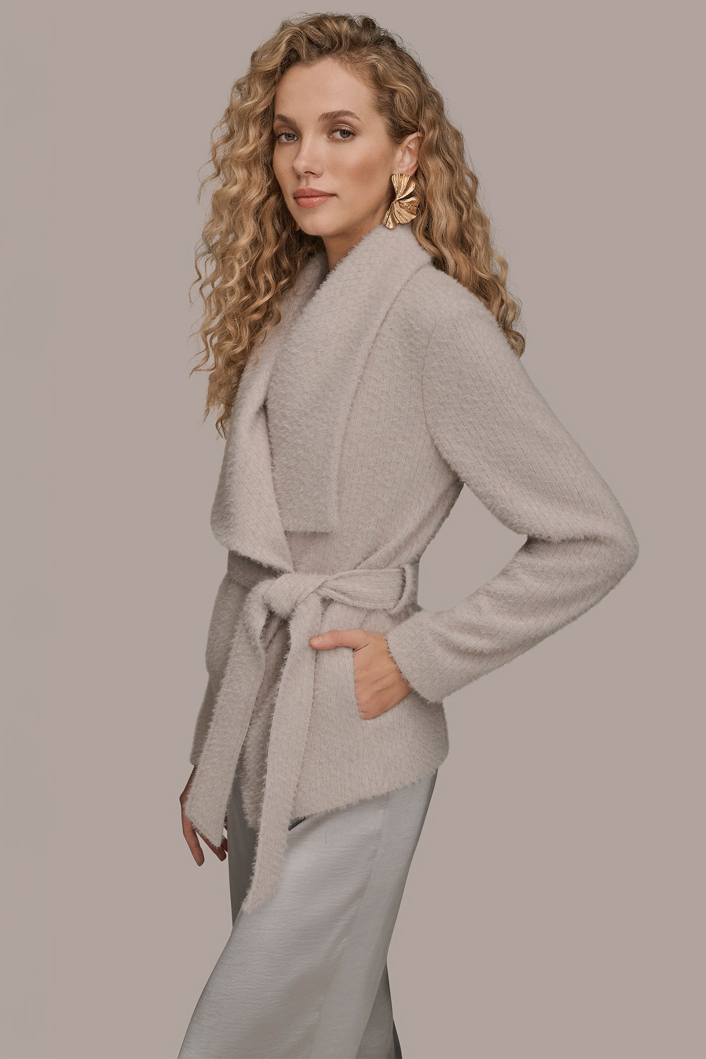 VAPOR TIE-FRONT WRAP JACKET Donna Karan