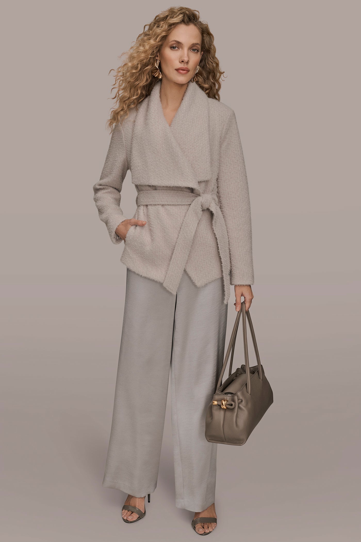 VAPOR TIE-FRONT WRAP JACKET Donna Karan