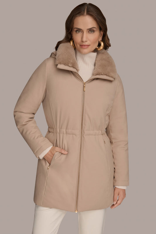 Barley FAUX FUR LINED PUFFER Donna Karan