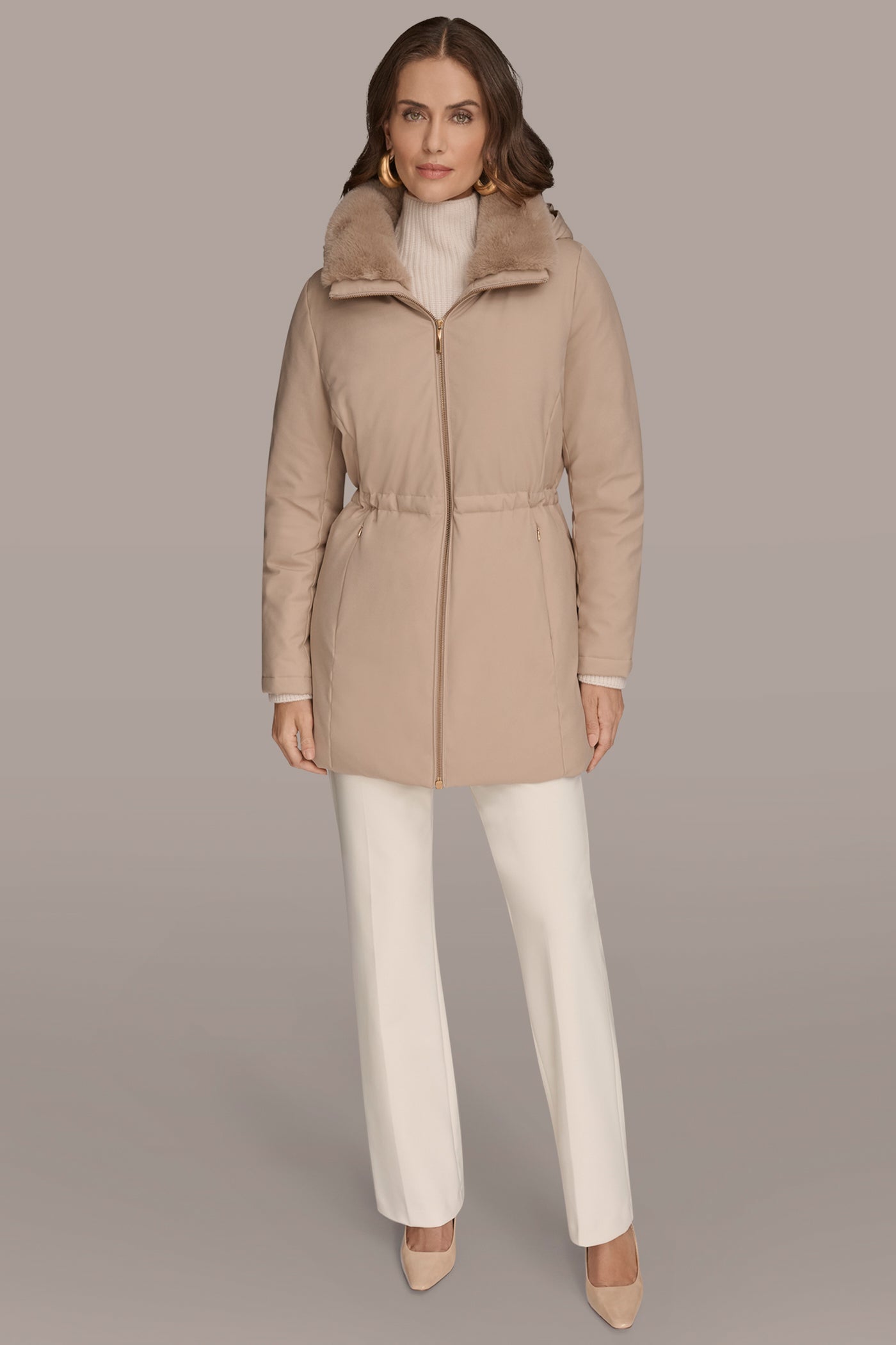 Barley FAUX FUR LINED PUFFER Donna Karan