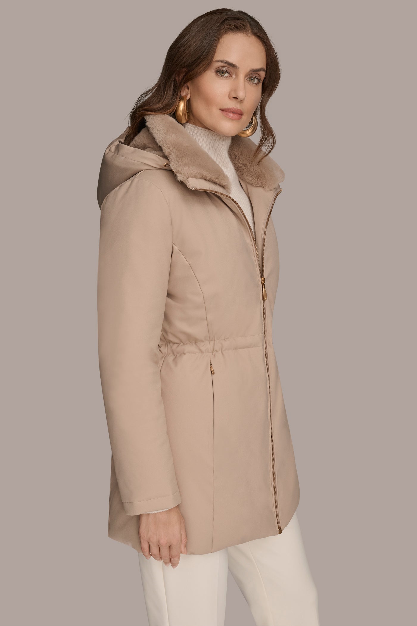Barley FAUX FUR LINED PUFFER Donna Karan