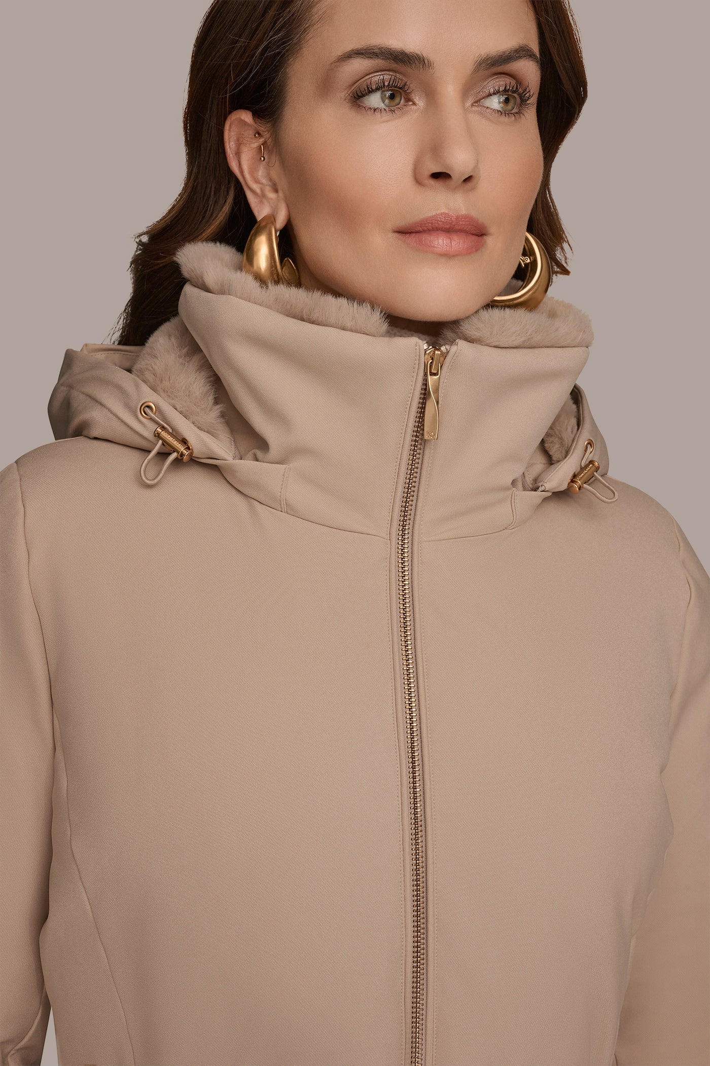 Barley FAUX FUR LINED PUFFER Donna Karan