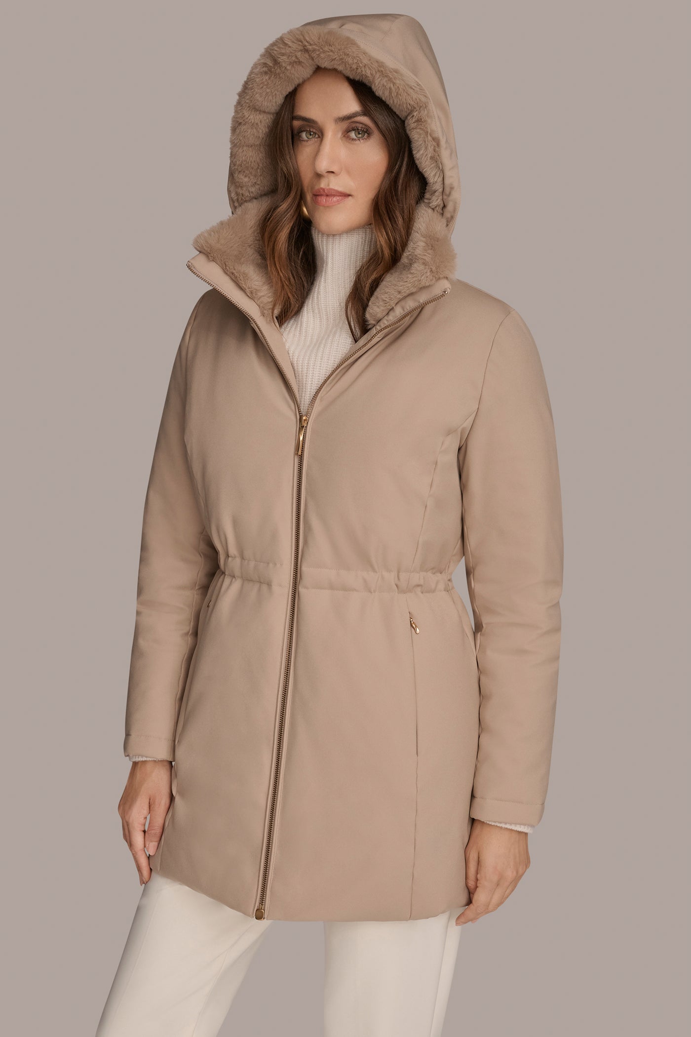 Barley FAUX FUR LINED PUFFER Donna Karan