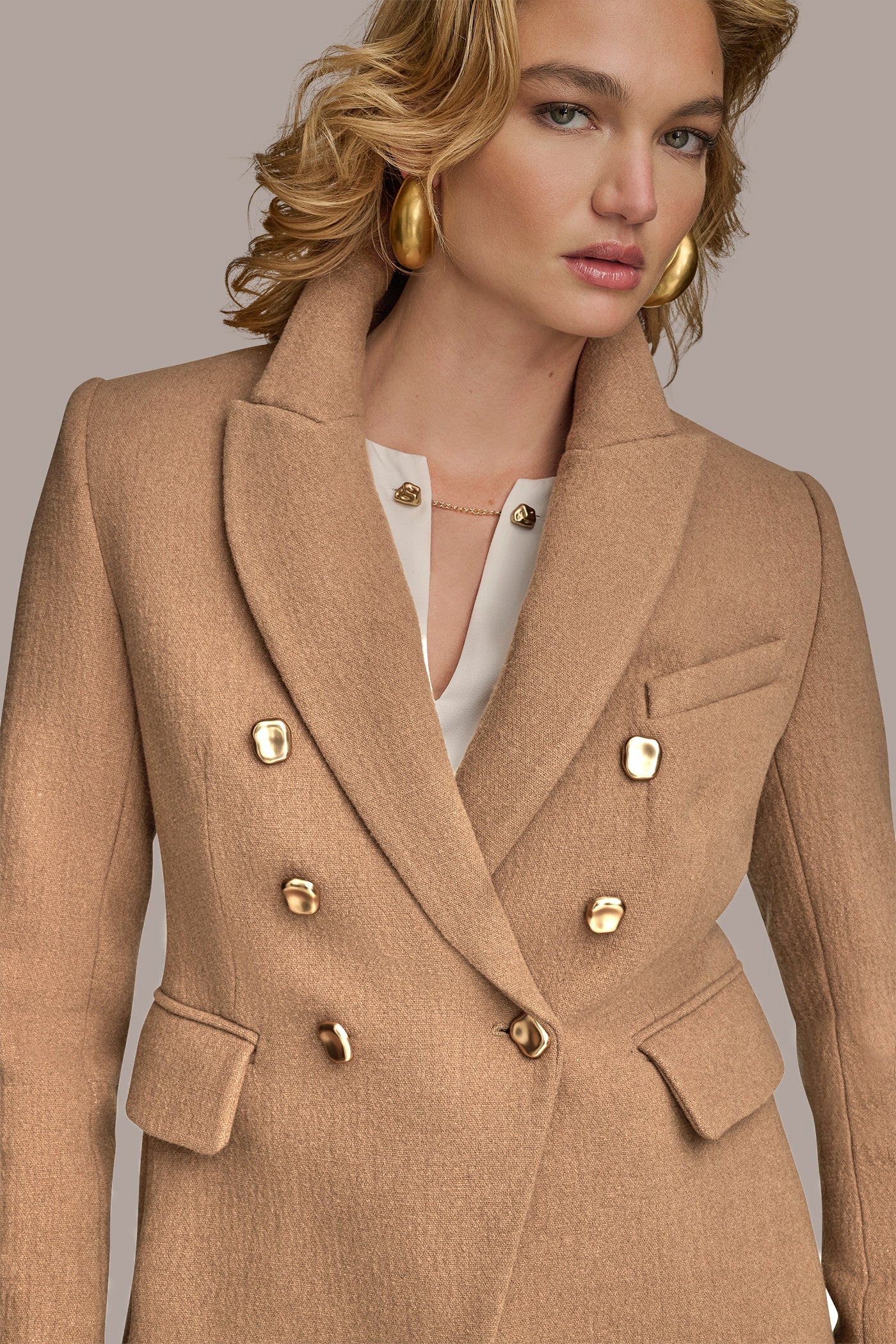 CAMEL WOOL BLAZER JACKET Donna Karan
