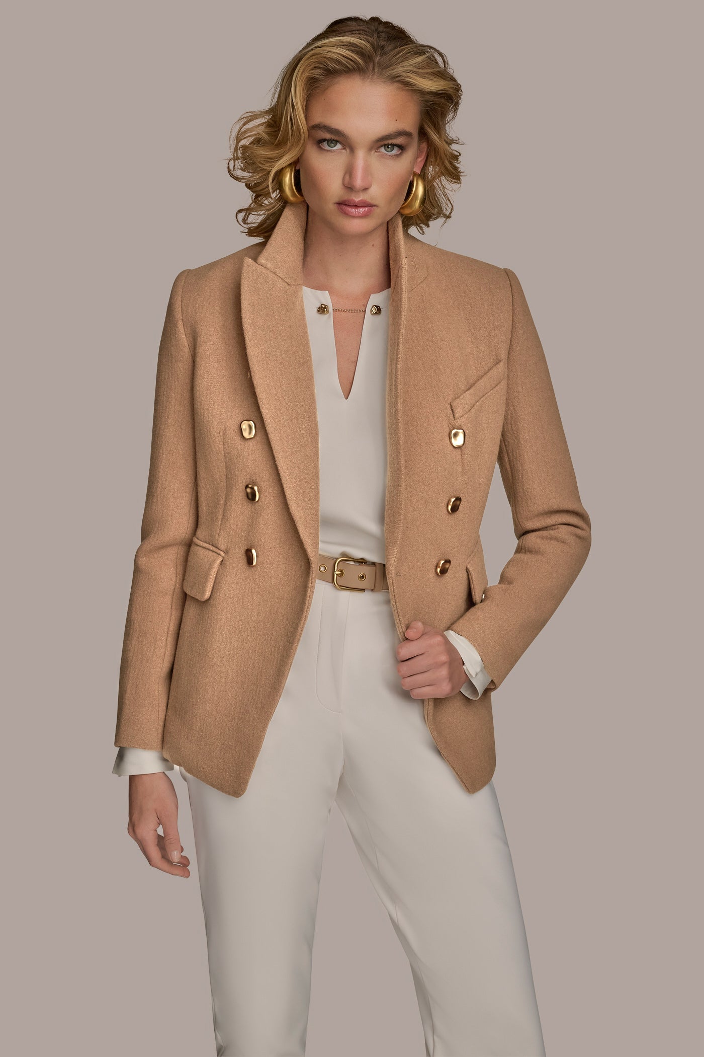 CAMEL WOOL BLAZER JACKET Donna Karan