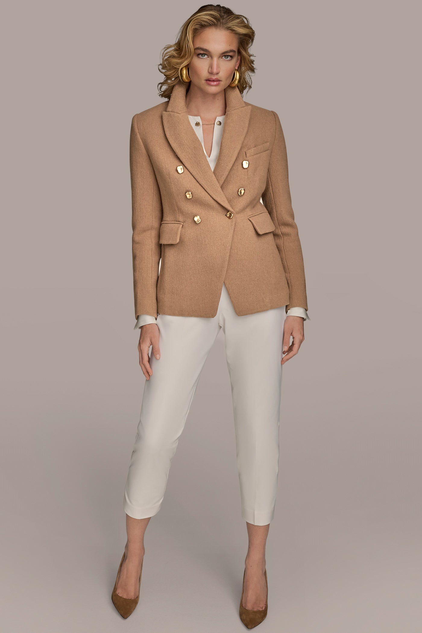 CAMEL WOOL BLAZER JACKET Donna Karan