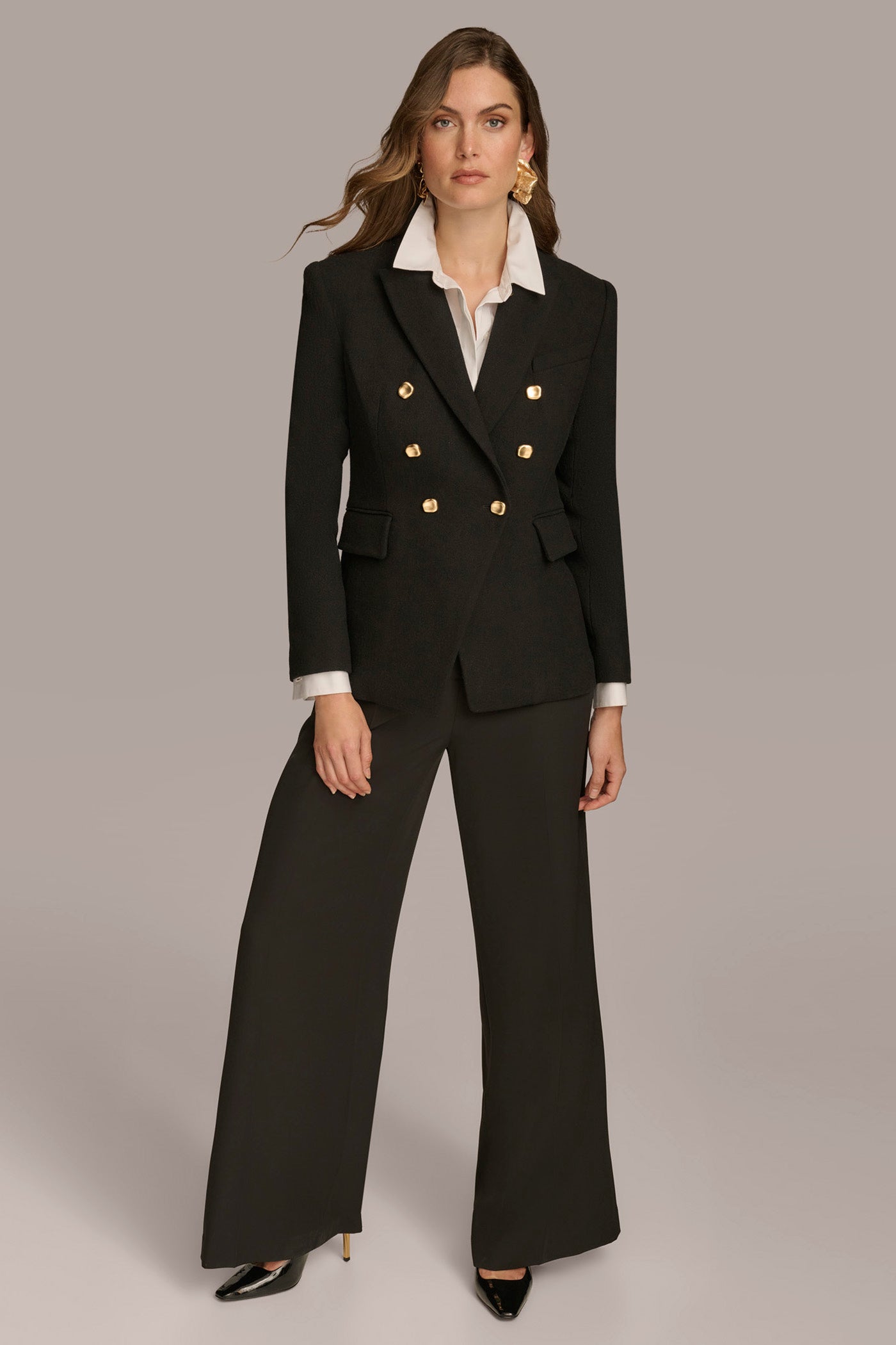 Black WOOL BLAZER JACKET Donna Karan