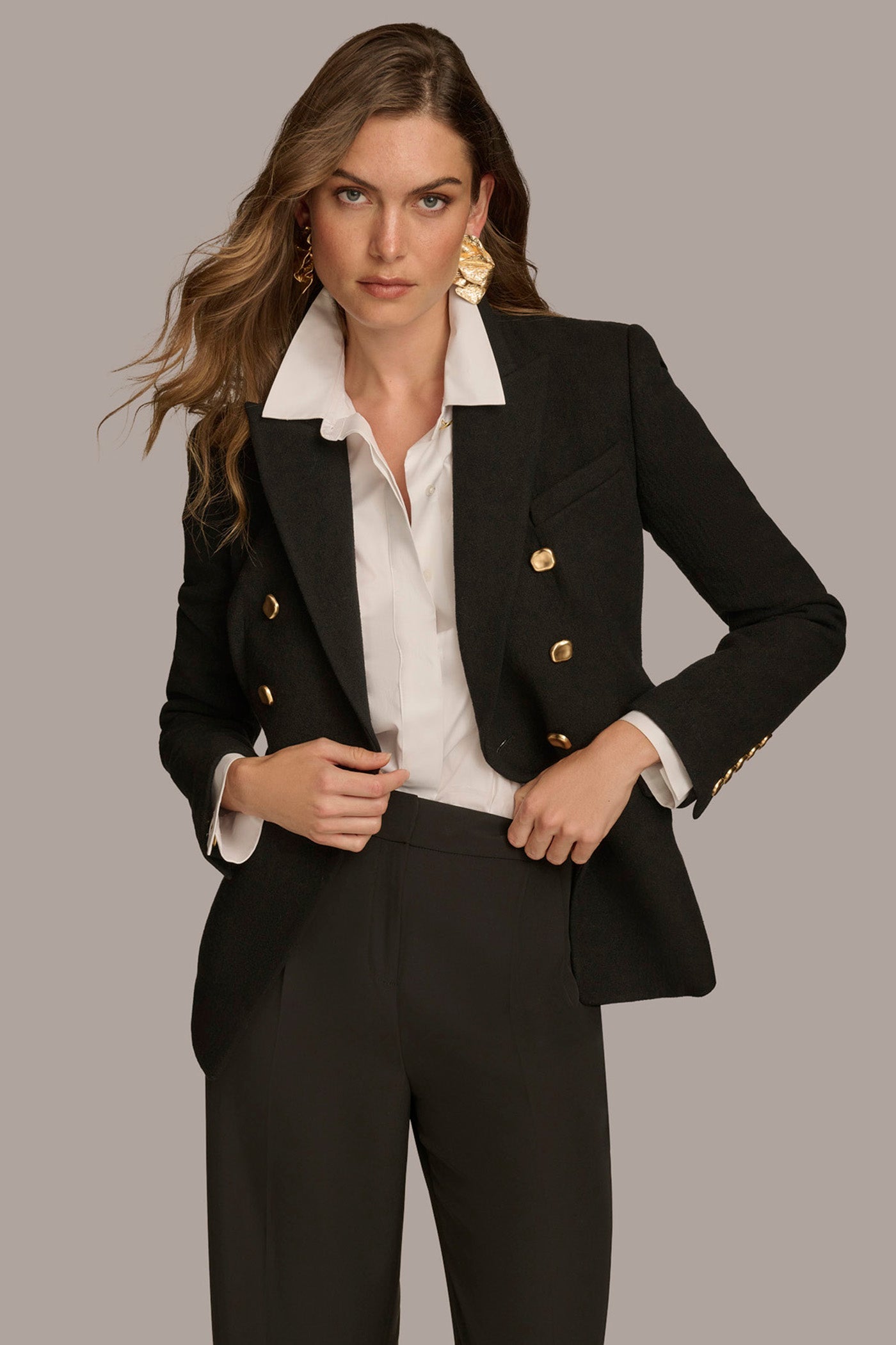 Black WOOL BLAZER JACKET Donna Karan