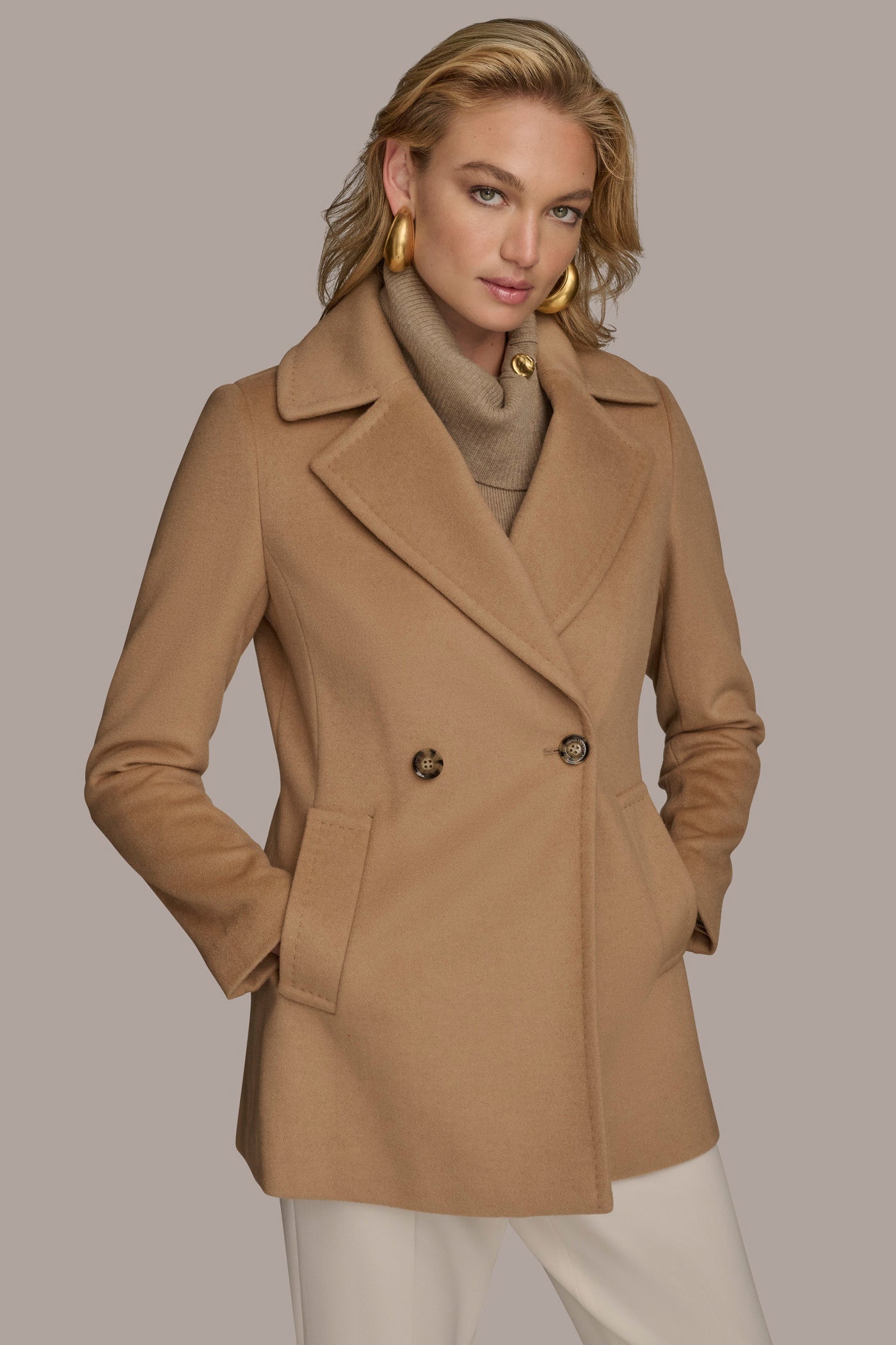 CAMEL WOOL PEACOAT Donna Karan