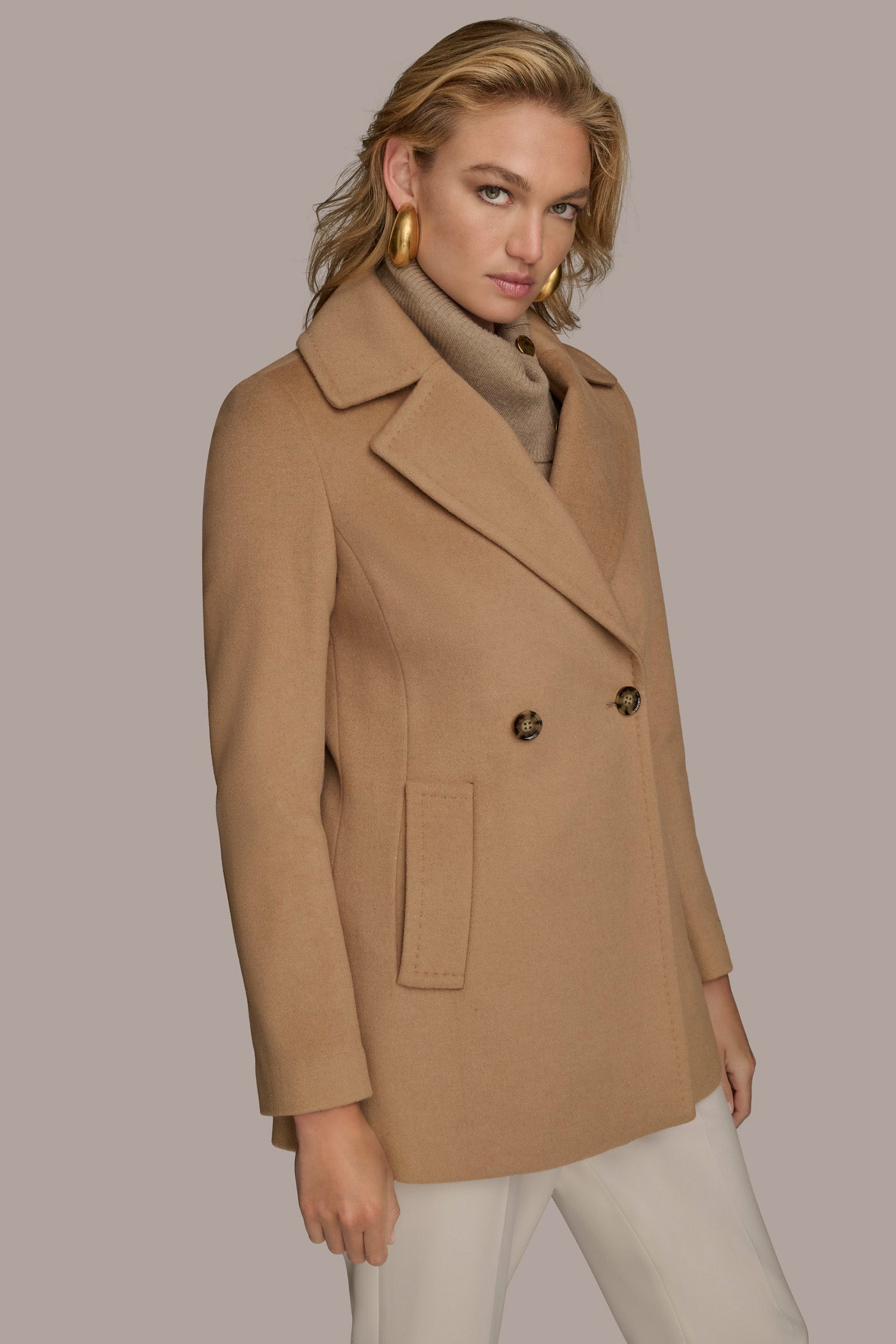 CAMEL WOOL PEACOAT Donna Karan