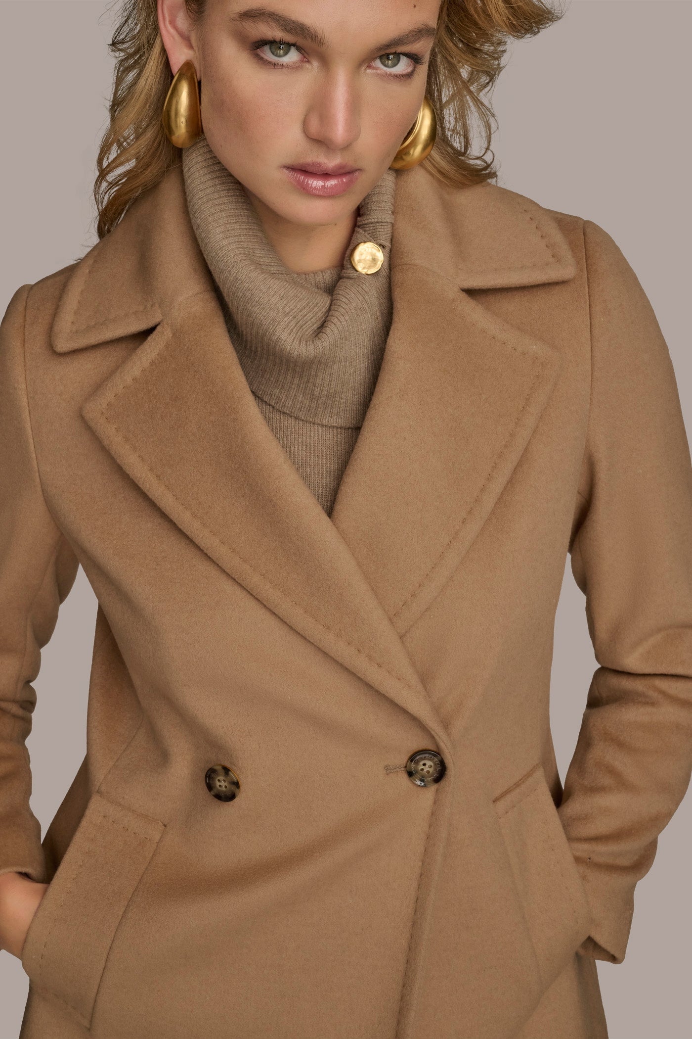 CAMEL WOOL PEACOAT Donna Karan