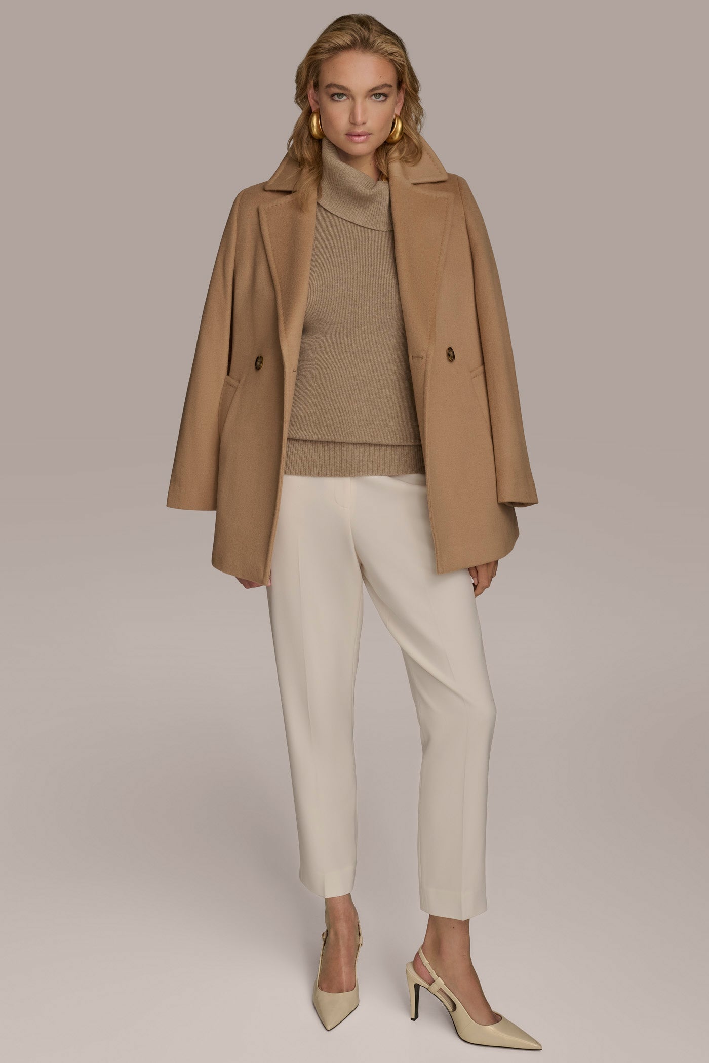 CAMEL WOOL PEACOAT Donna Karan