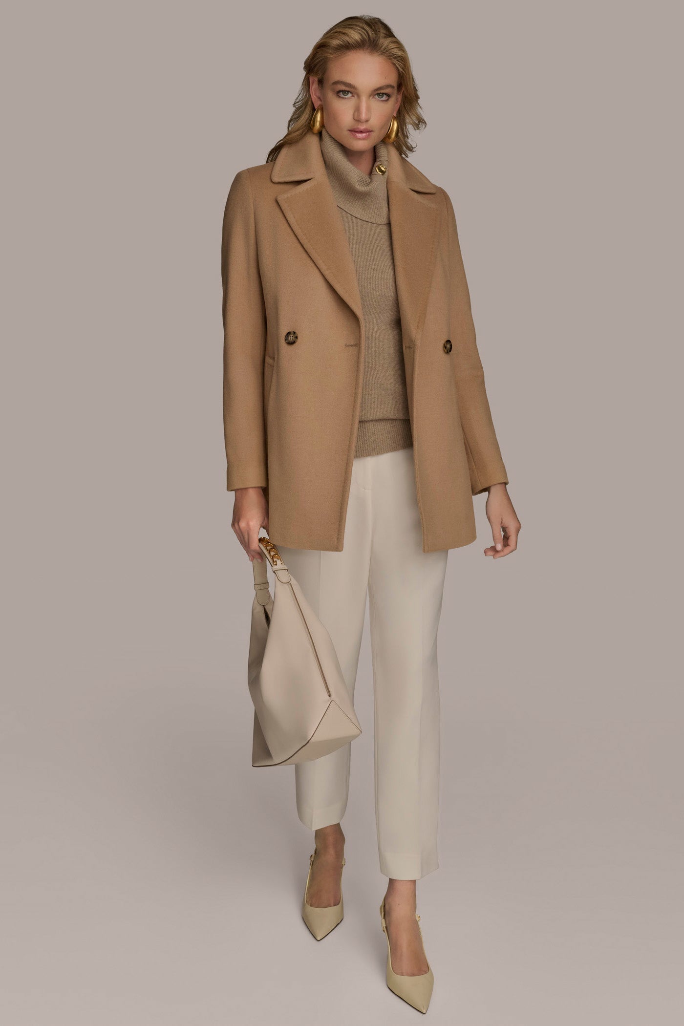 CAMEL WOOL PEACOAT Donna Karan