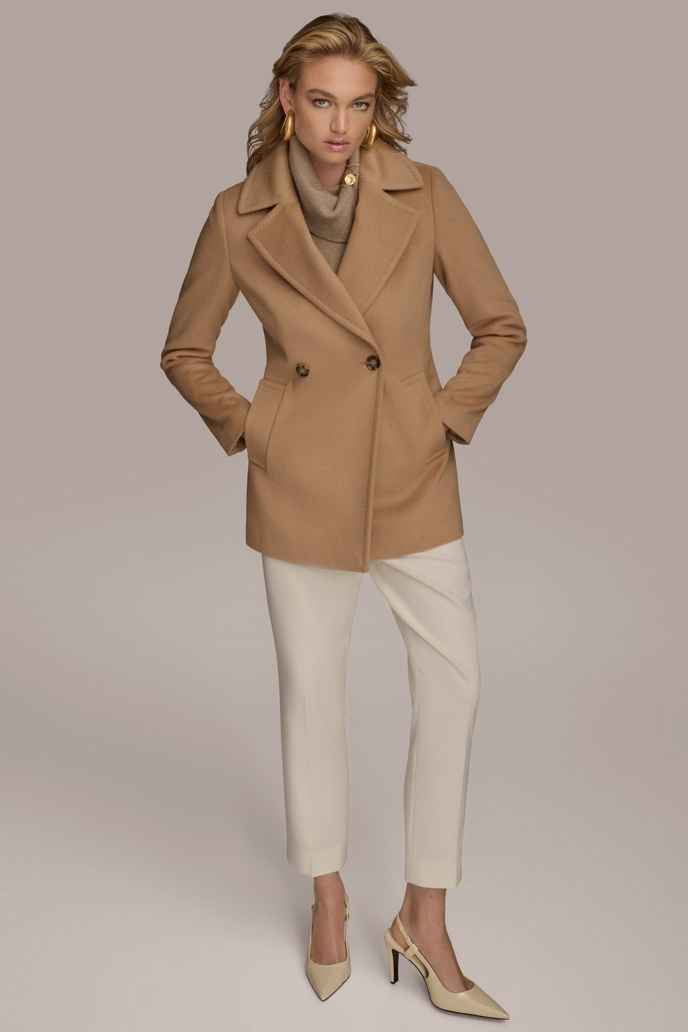 CAMEL WOOL PEACOAT Donna Karan