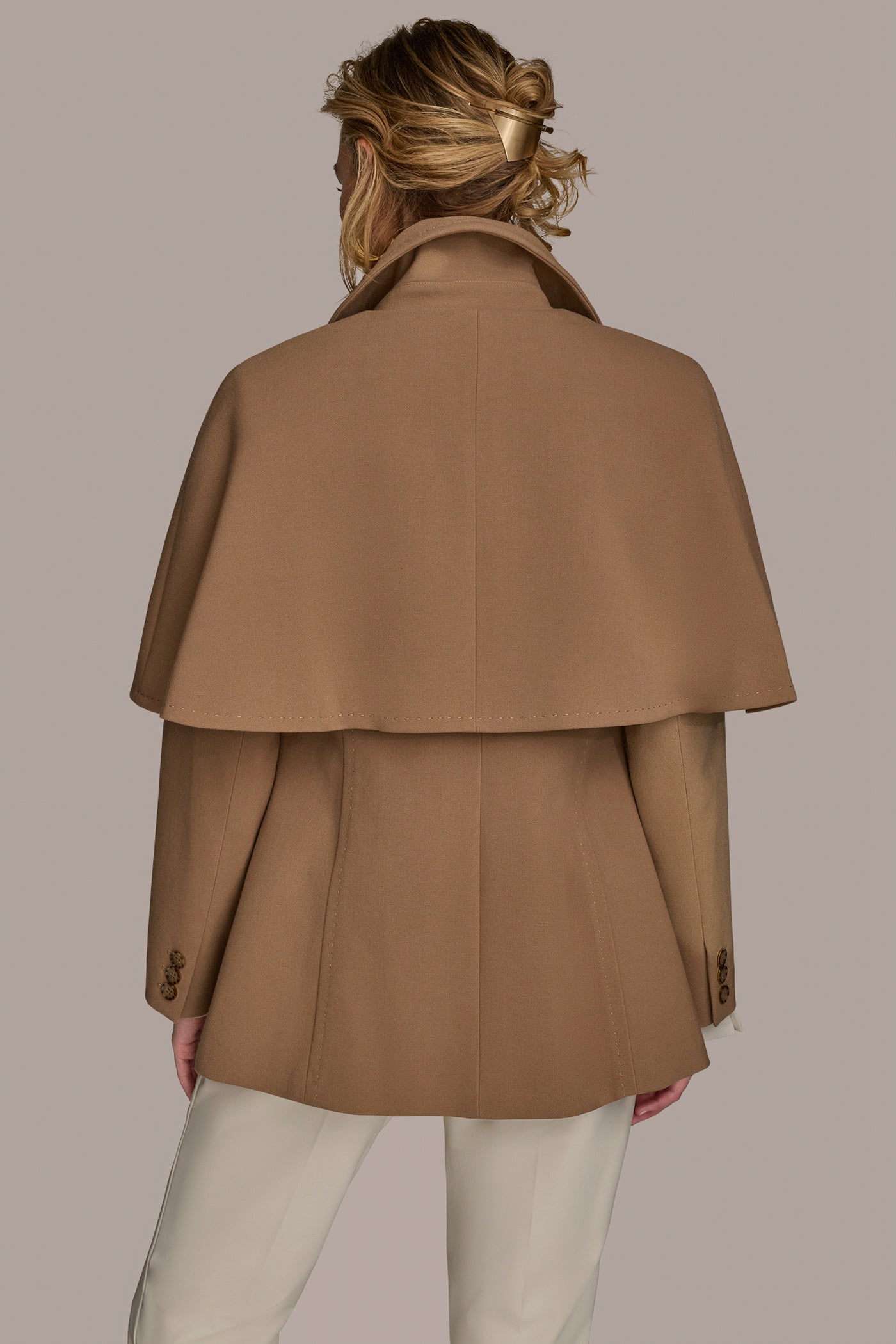 CAMEL WATER REPELLENT CREPE CAPELET Donna Karan