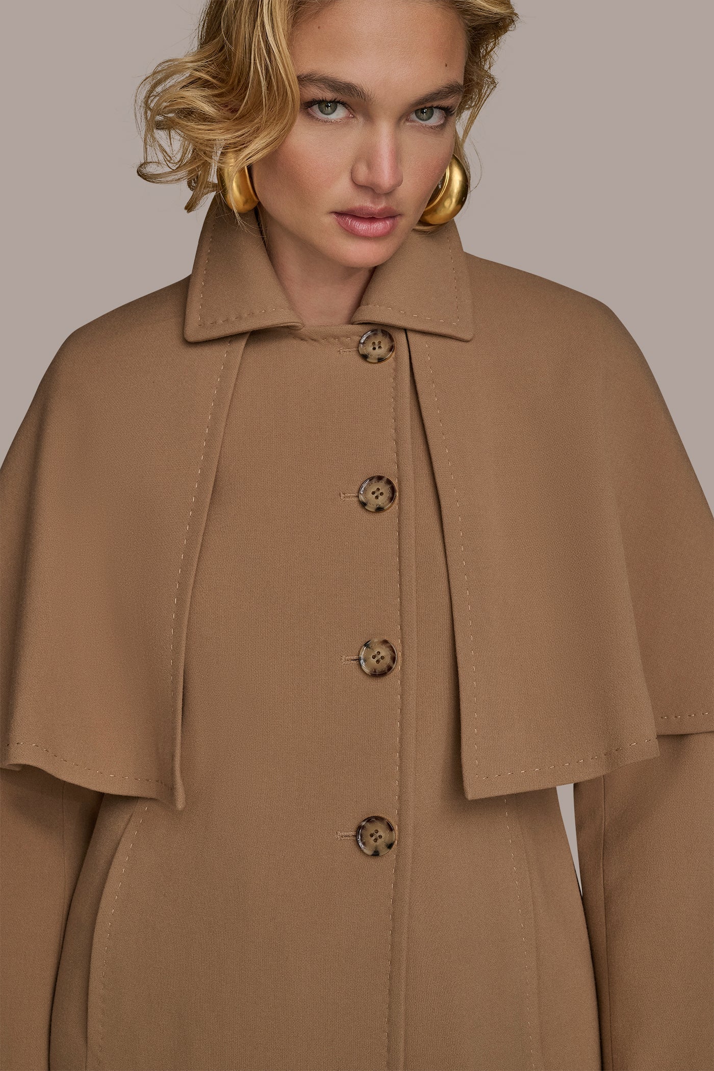CAMEL WATER REPELLENT CREPE CAPELET Donna Karan
