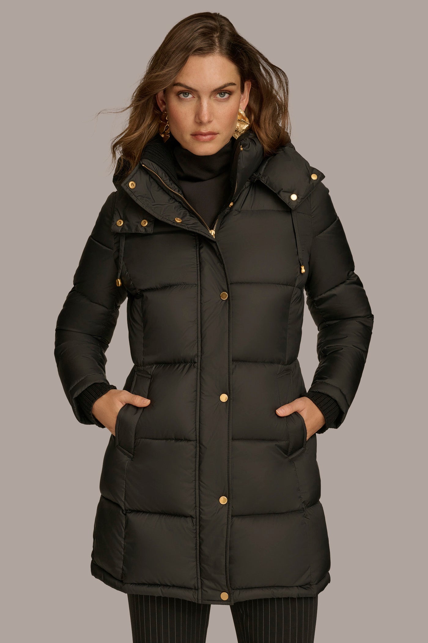 Black PUFFER COAT Donna Karan