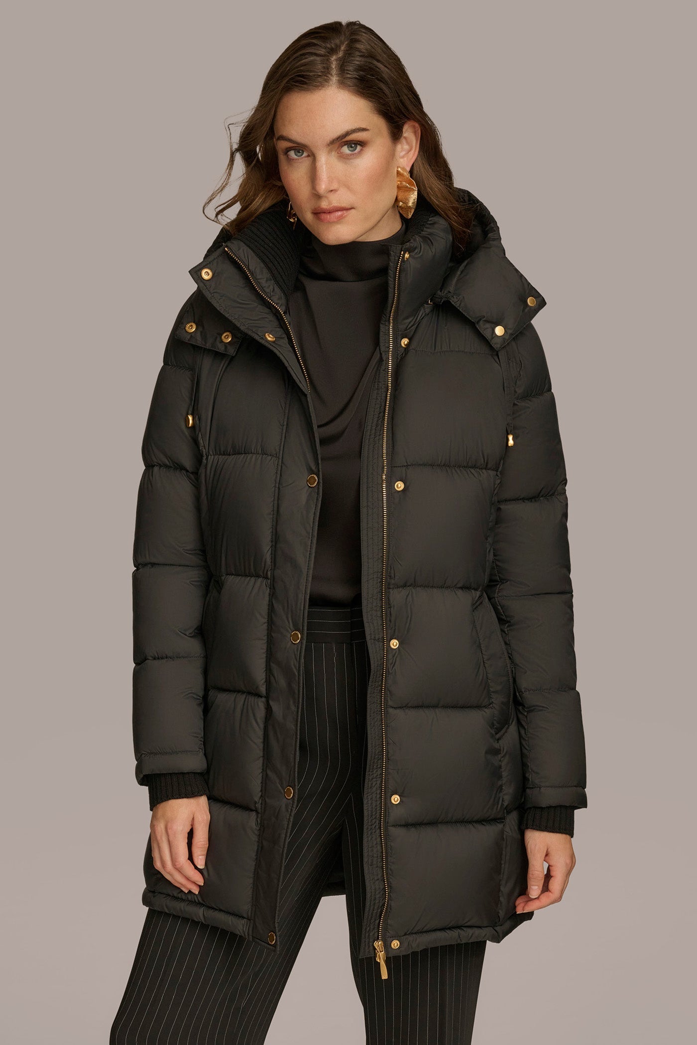 Black PUFFER COAT Donna Karan
