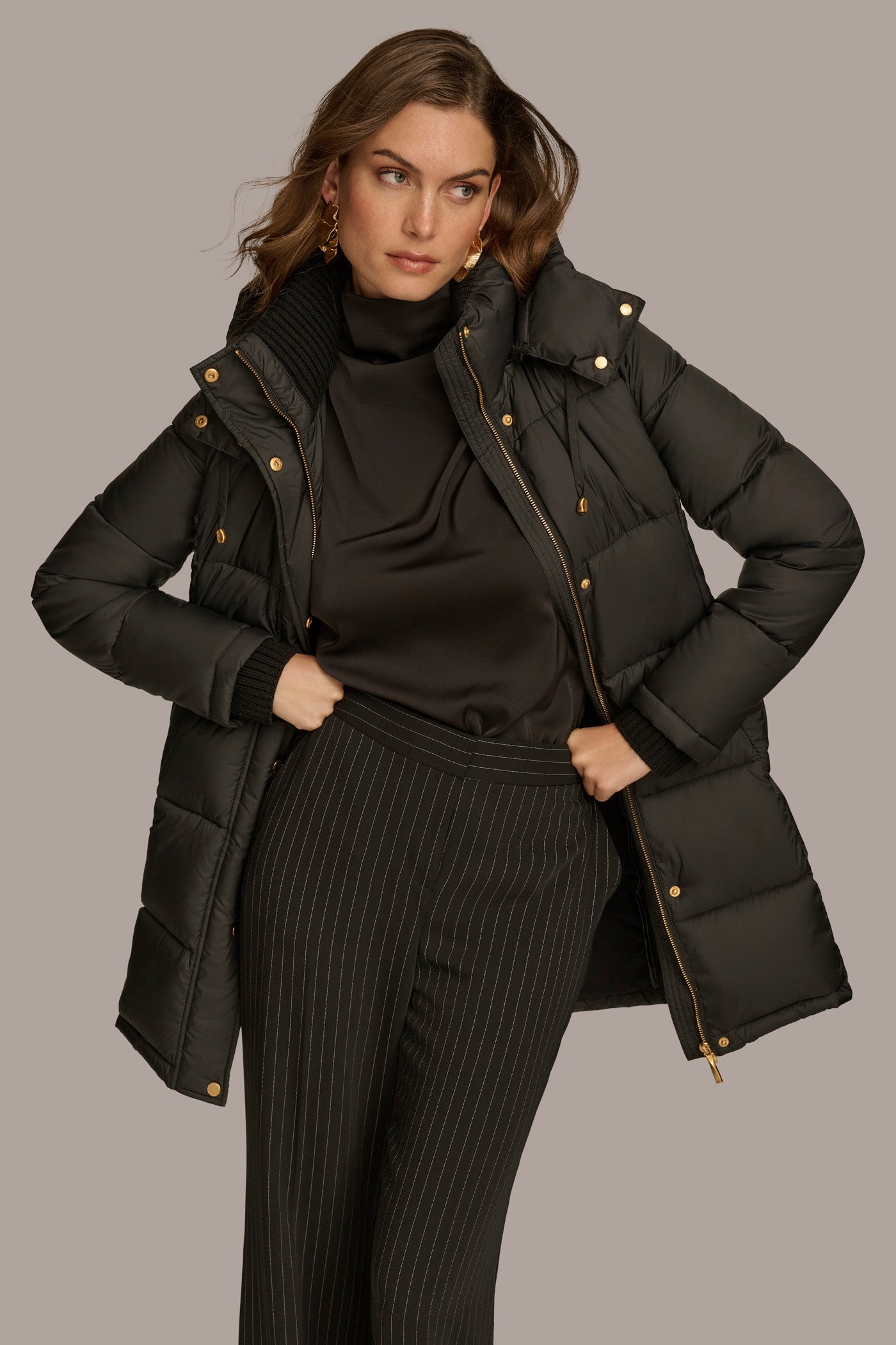 Black PUFFER COAT Donna Karan