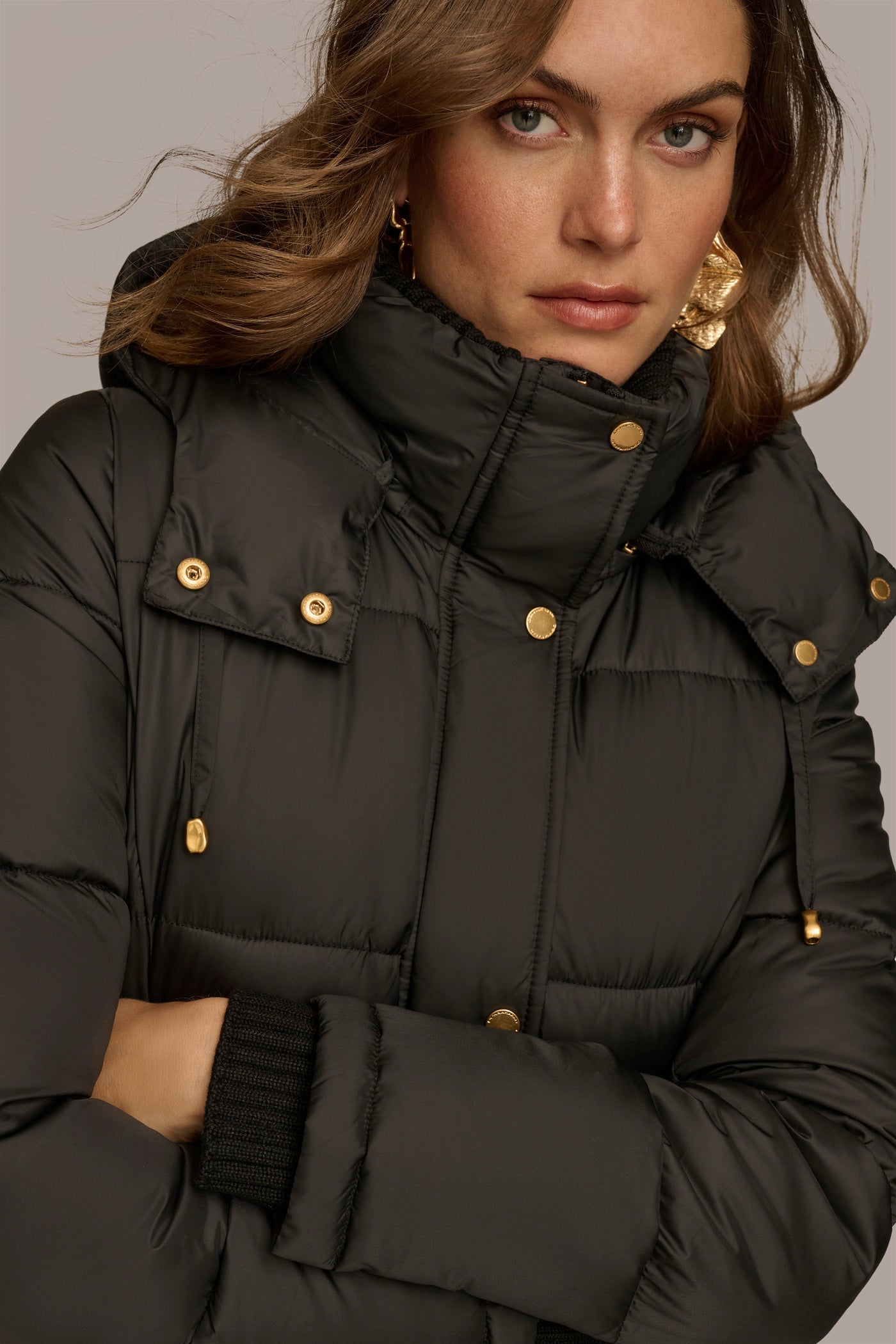 Black PUFFER COAT Donna Karan