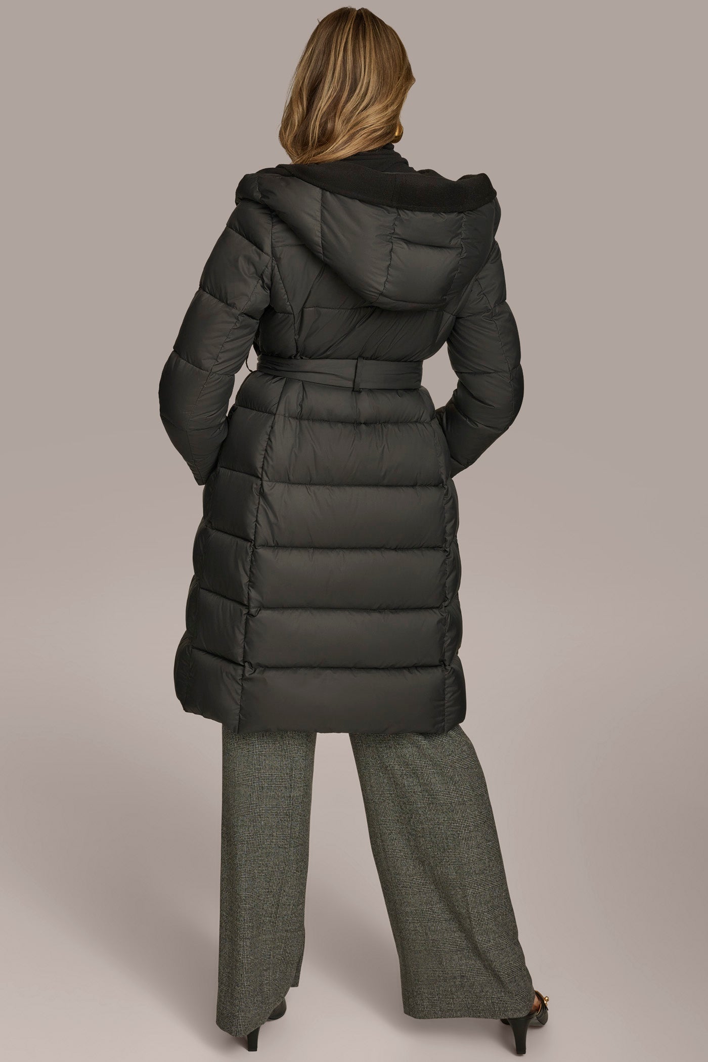 Black TIE WAIST PUFFER Donna Karan