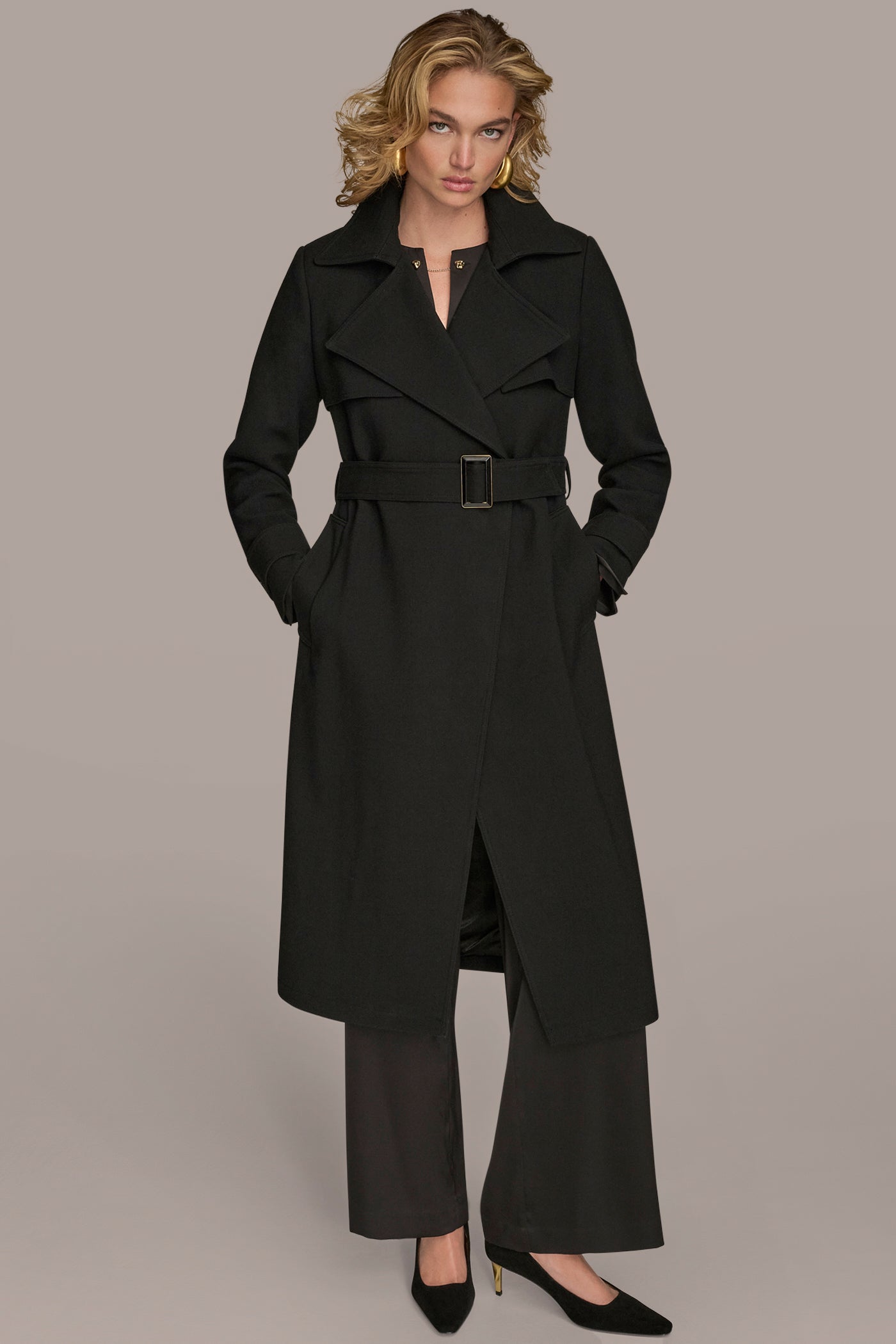 Black TRENCH RAIN COAT Donna Karan