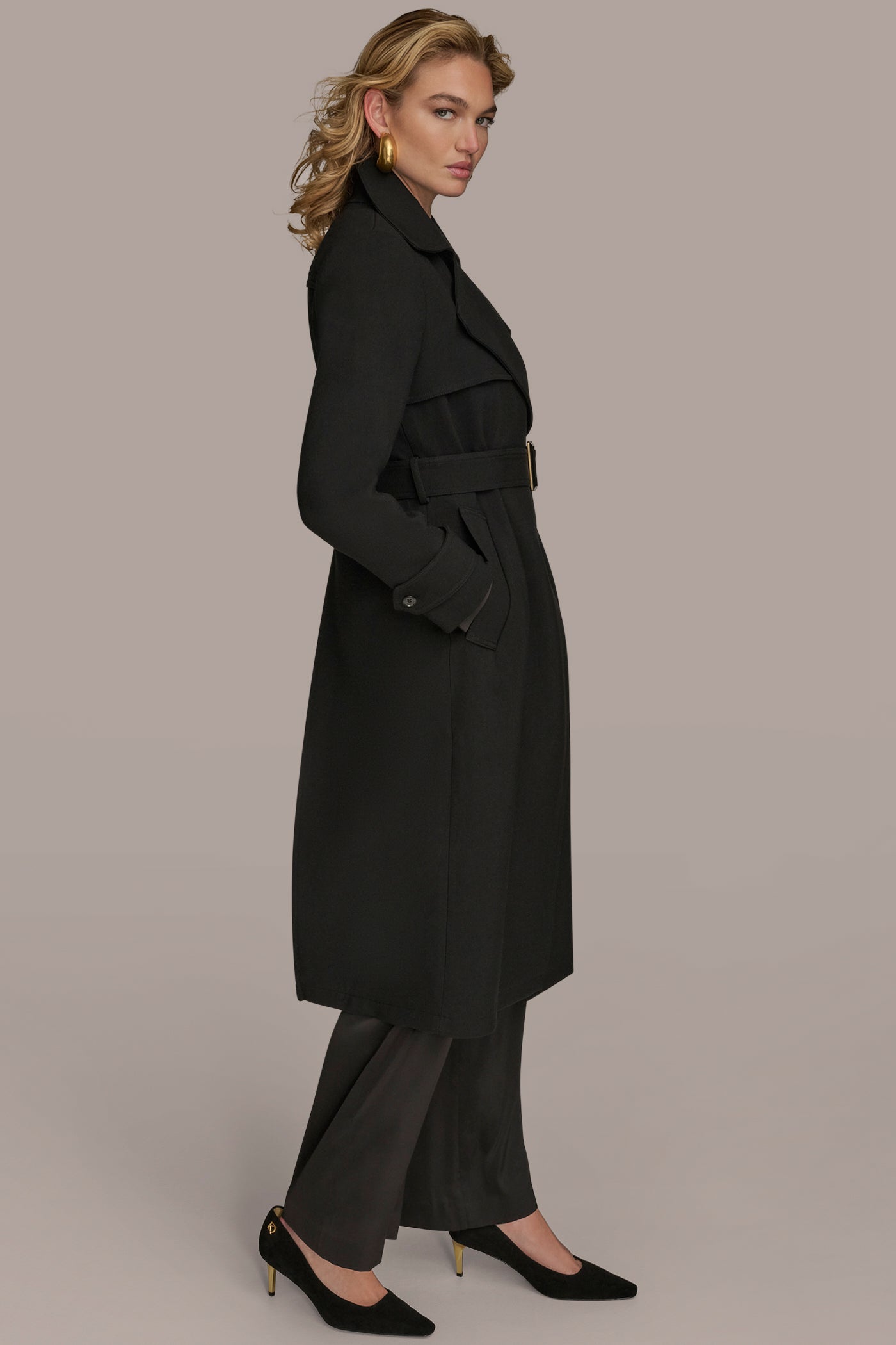Black TRENCH RAIN COAT Donna Karan