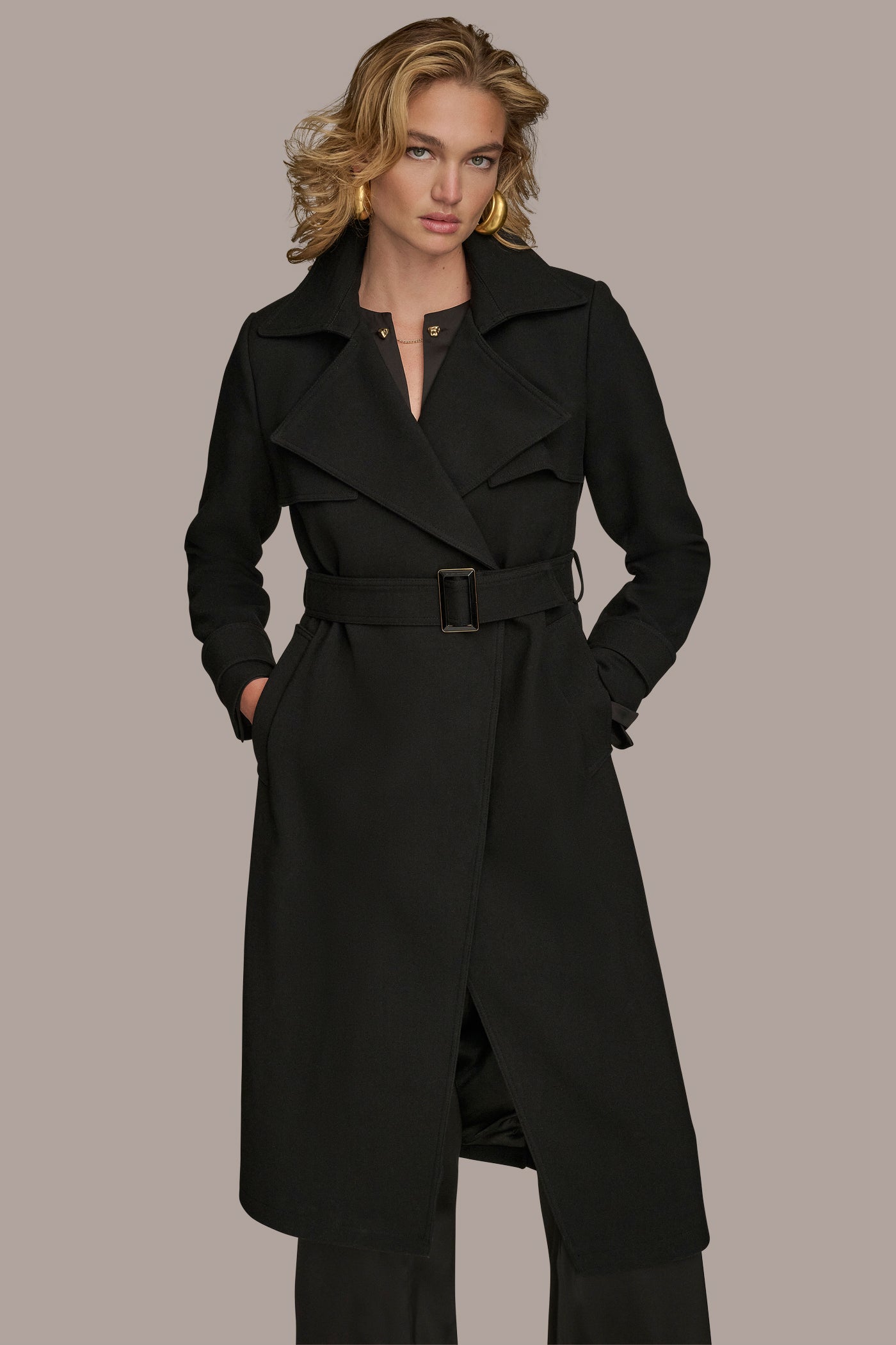 Black TRENCH RAIN COAT Donna Karan