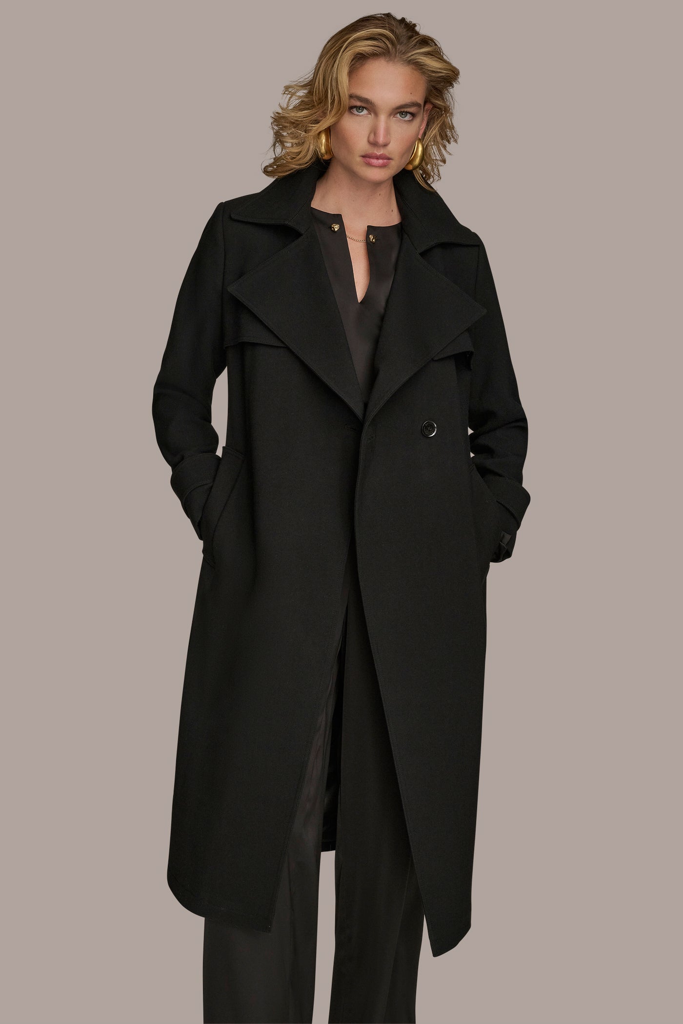 Black TRENCH RAIN COAT Donna Karan