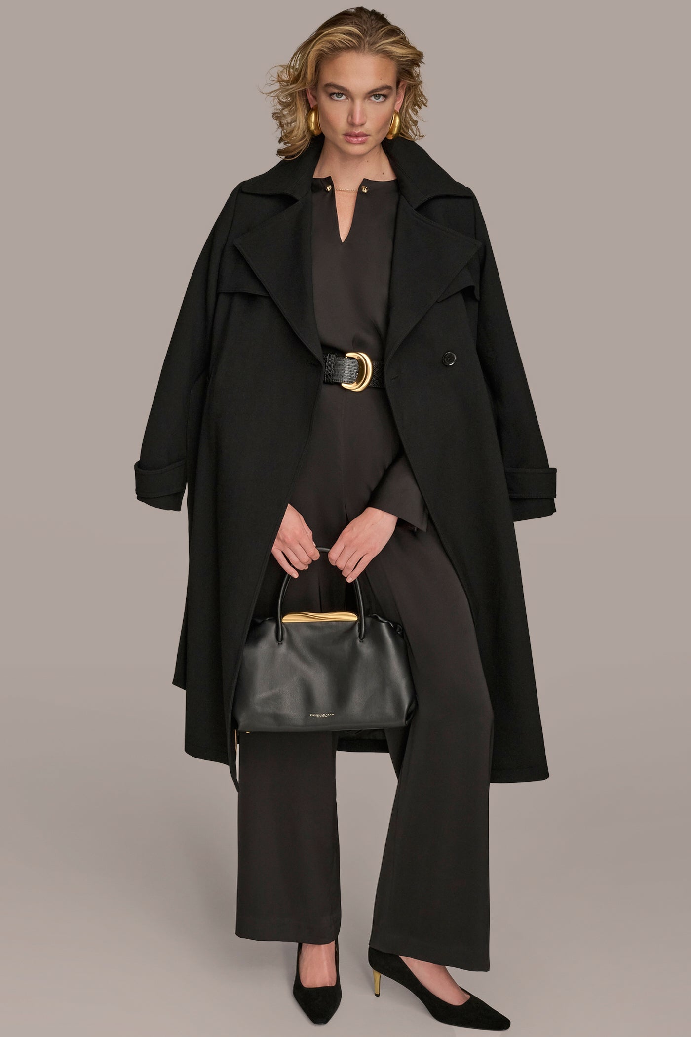 Black TRENCH RAIN COAT Donna Karan