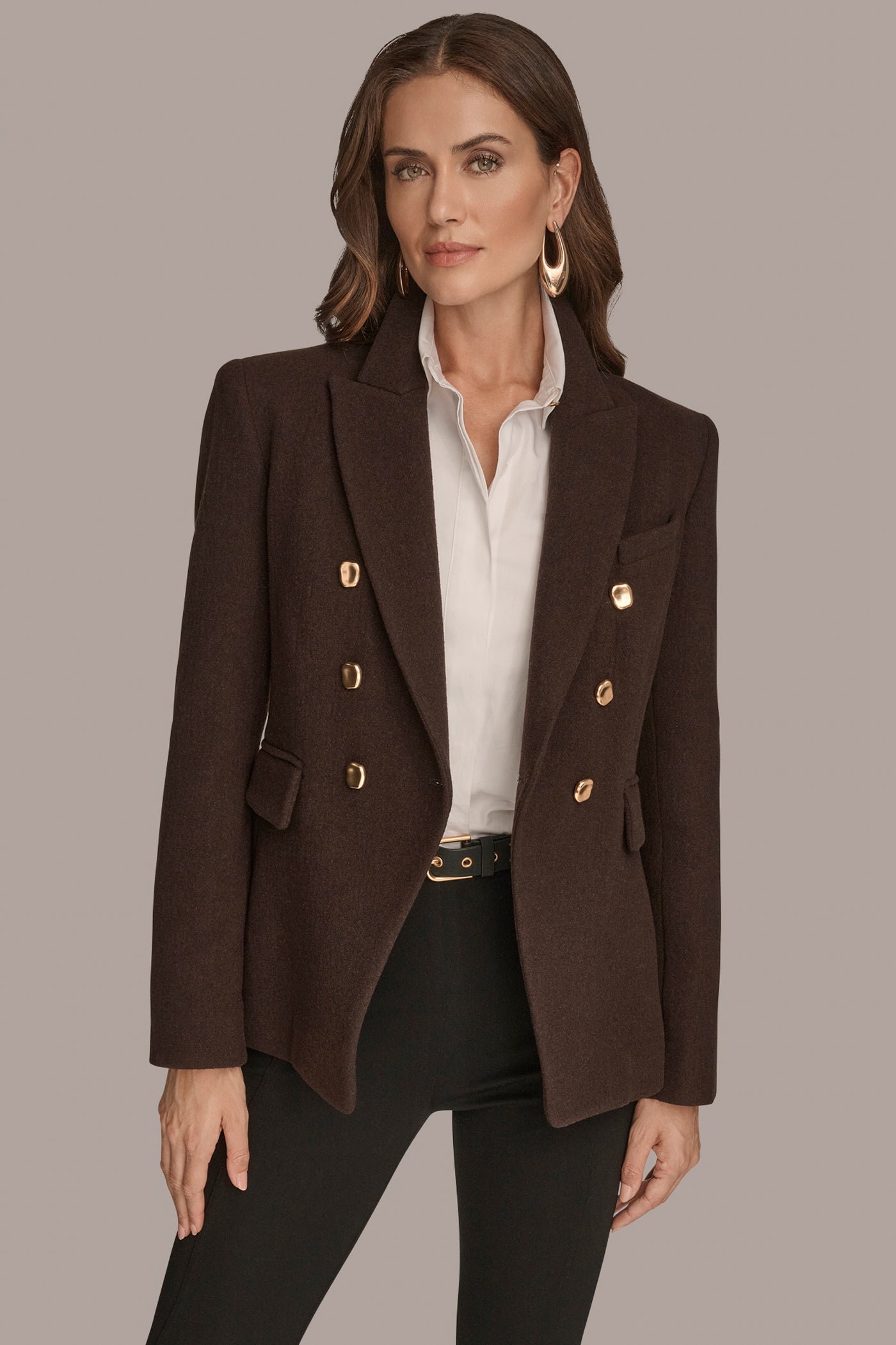 CHOCOLATE WOOL BLAZER JACKET Donna Karan