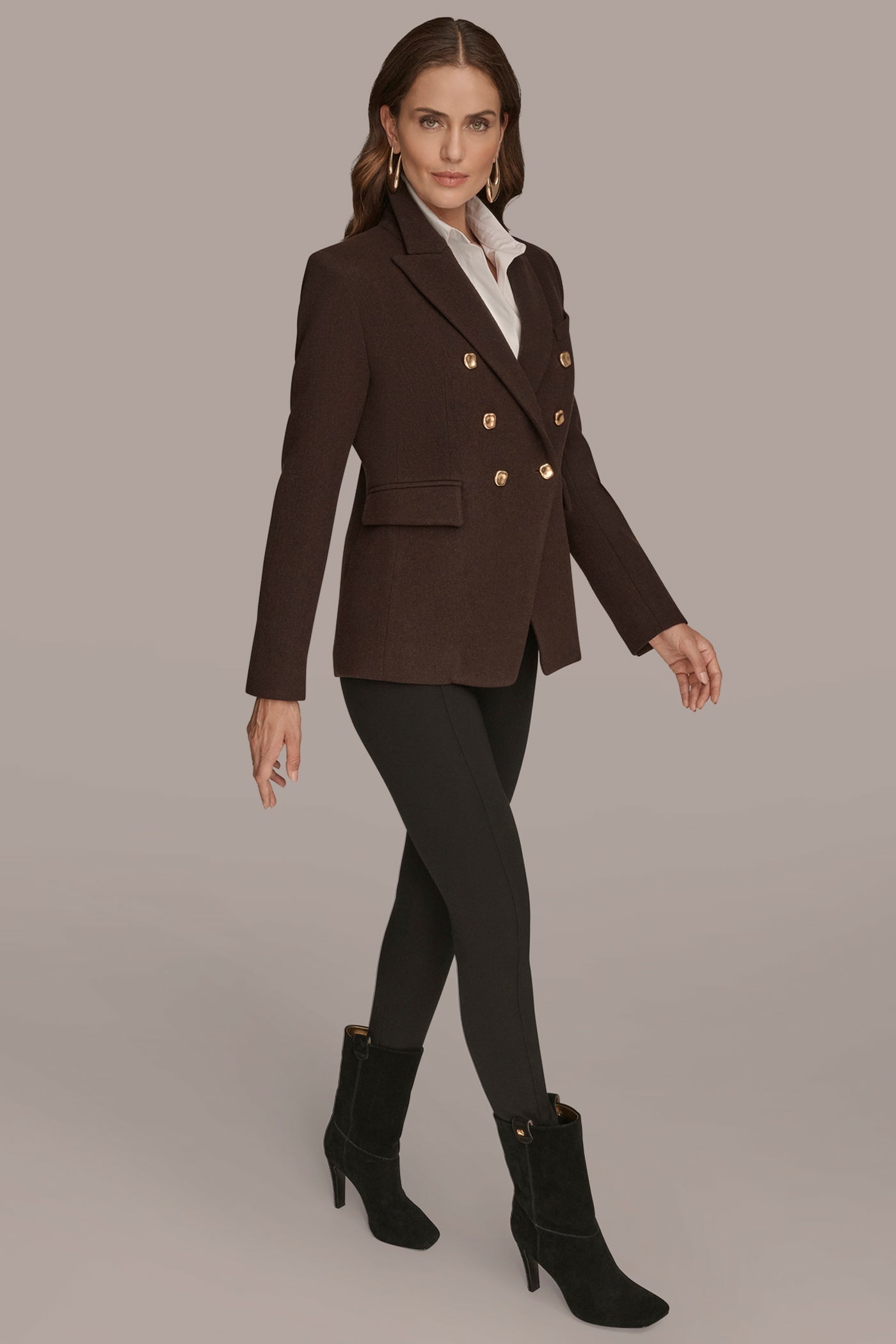 CHOCOLATE WOOL BLAZER JACKET Donna Karan