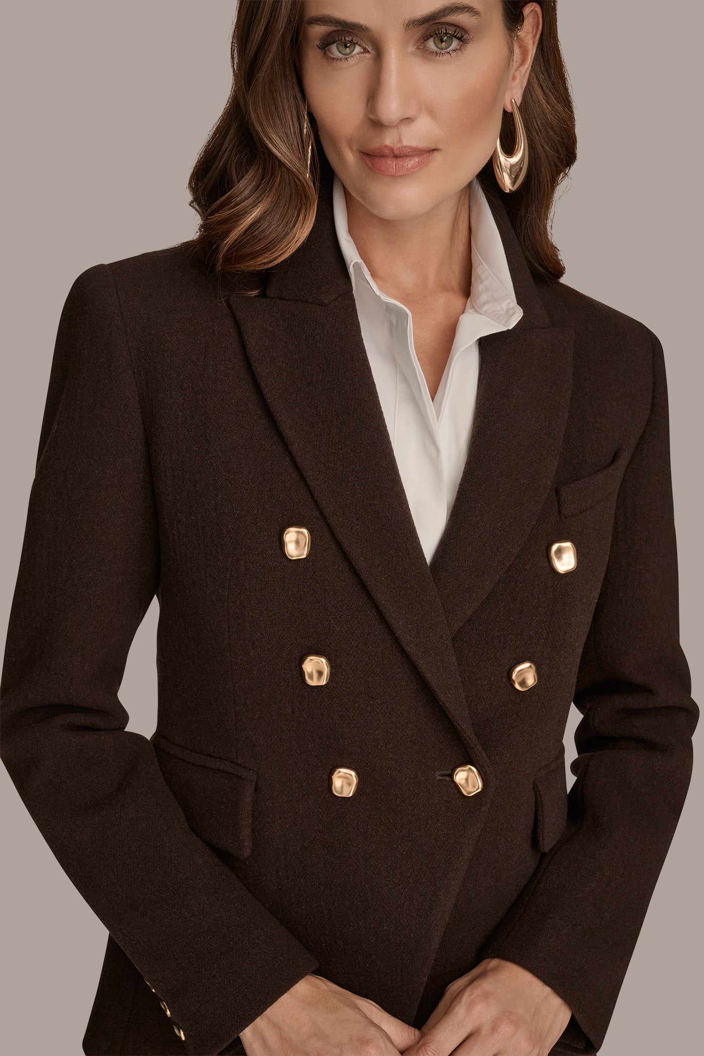 CHOCOLATE WOOL BLAZER JACKET Donna Karan