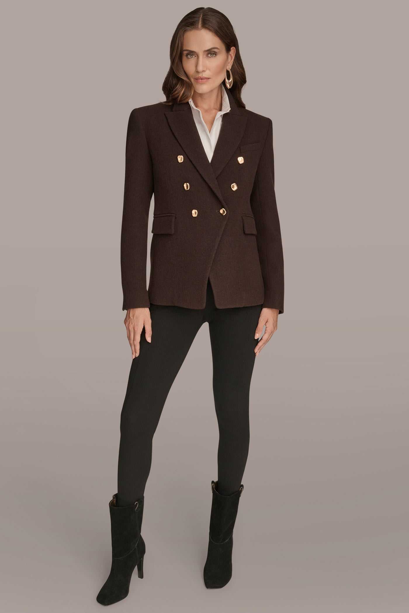 CHOCOLATE WOOL BLAZER JACKET Donna Karan