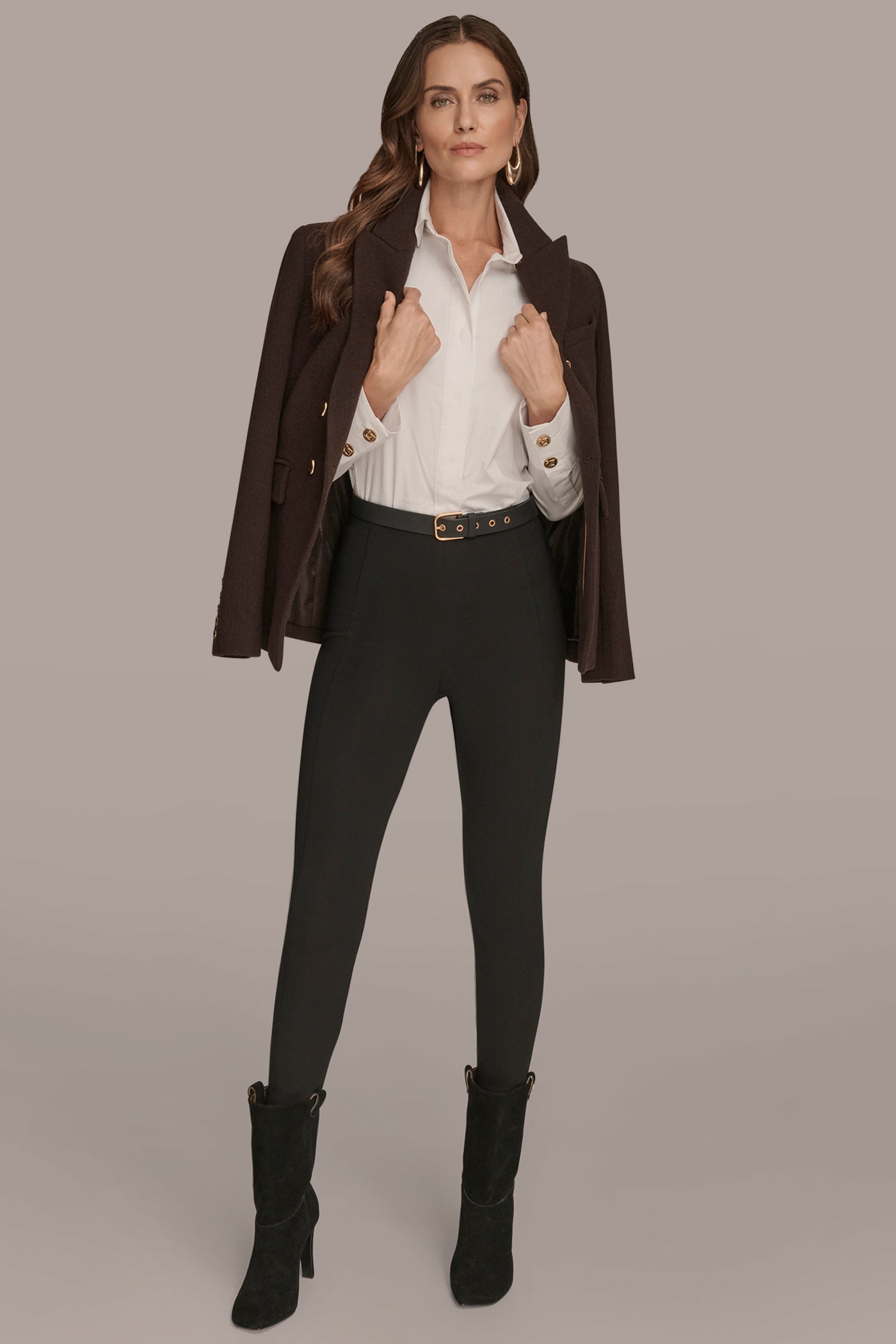 CHOCOLATE WOOL BLAZER JACKET Donna Karan