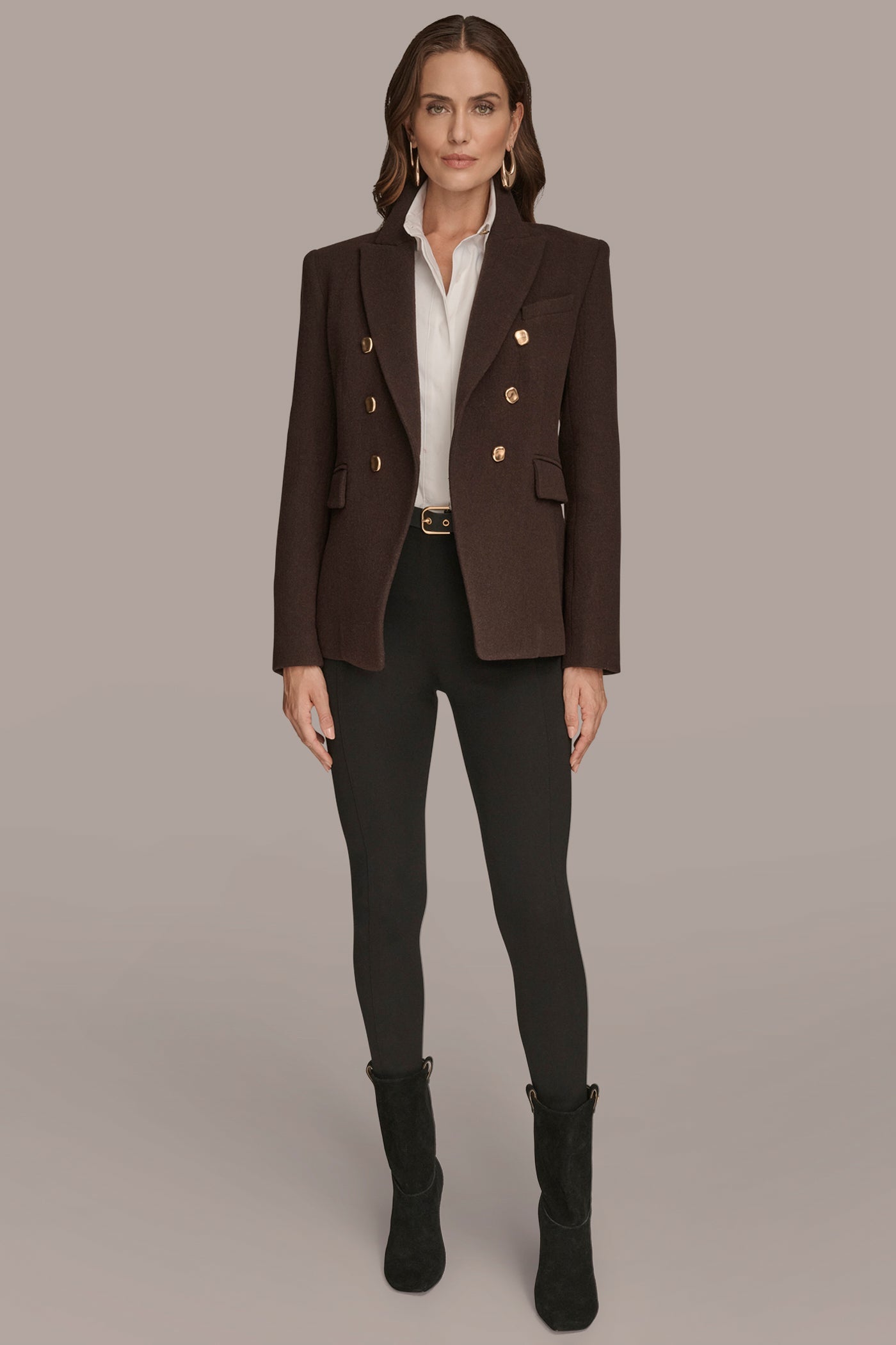 CHOCOLATE WOOL BLAZER JACKET Donna Karan