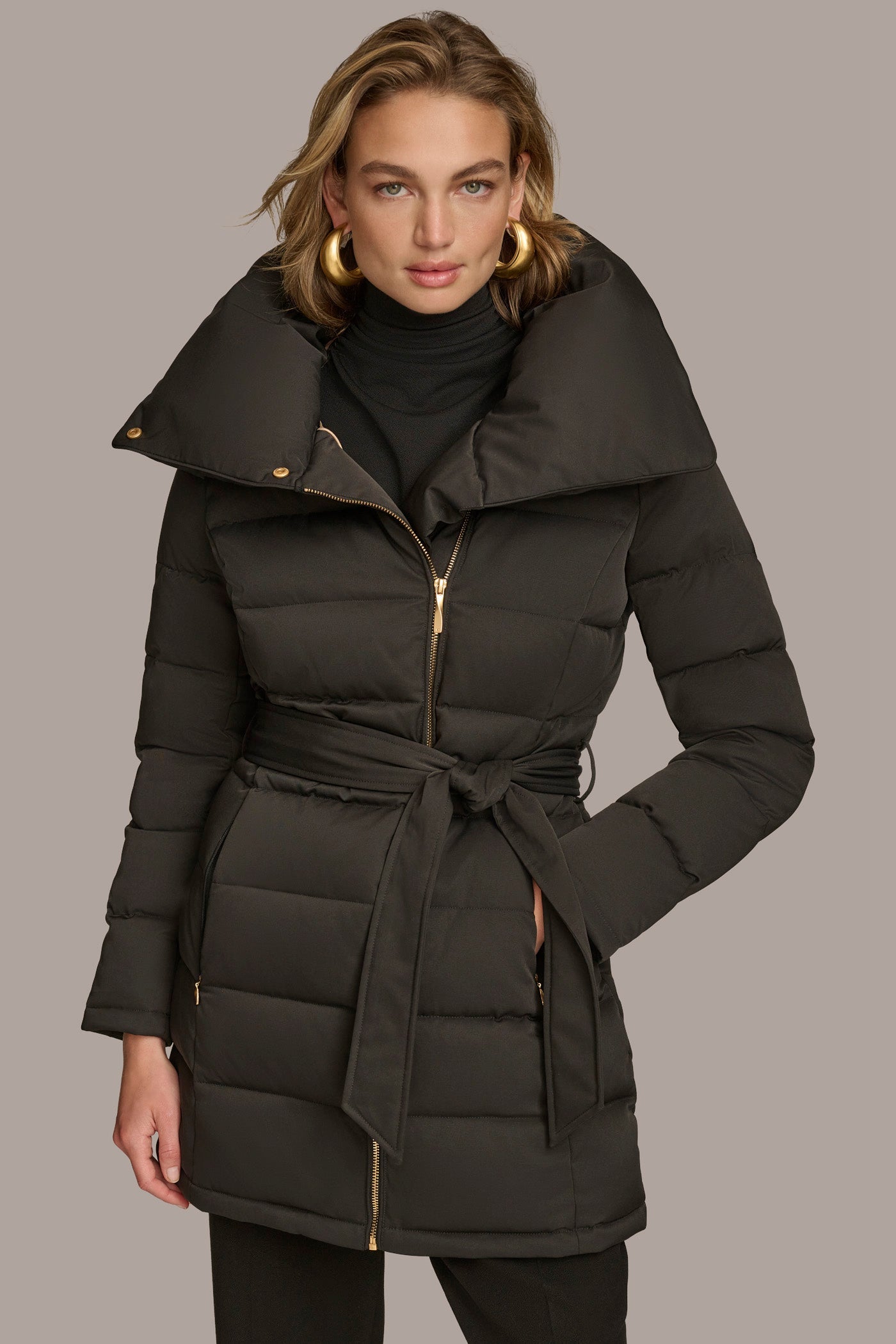 Black MIDI PUFFER Donna Karan