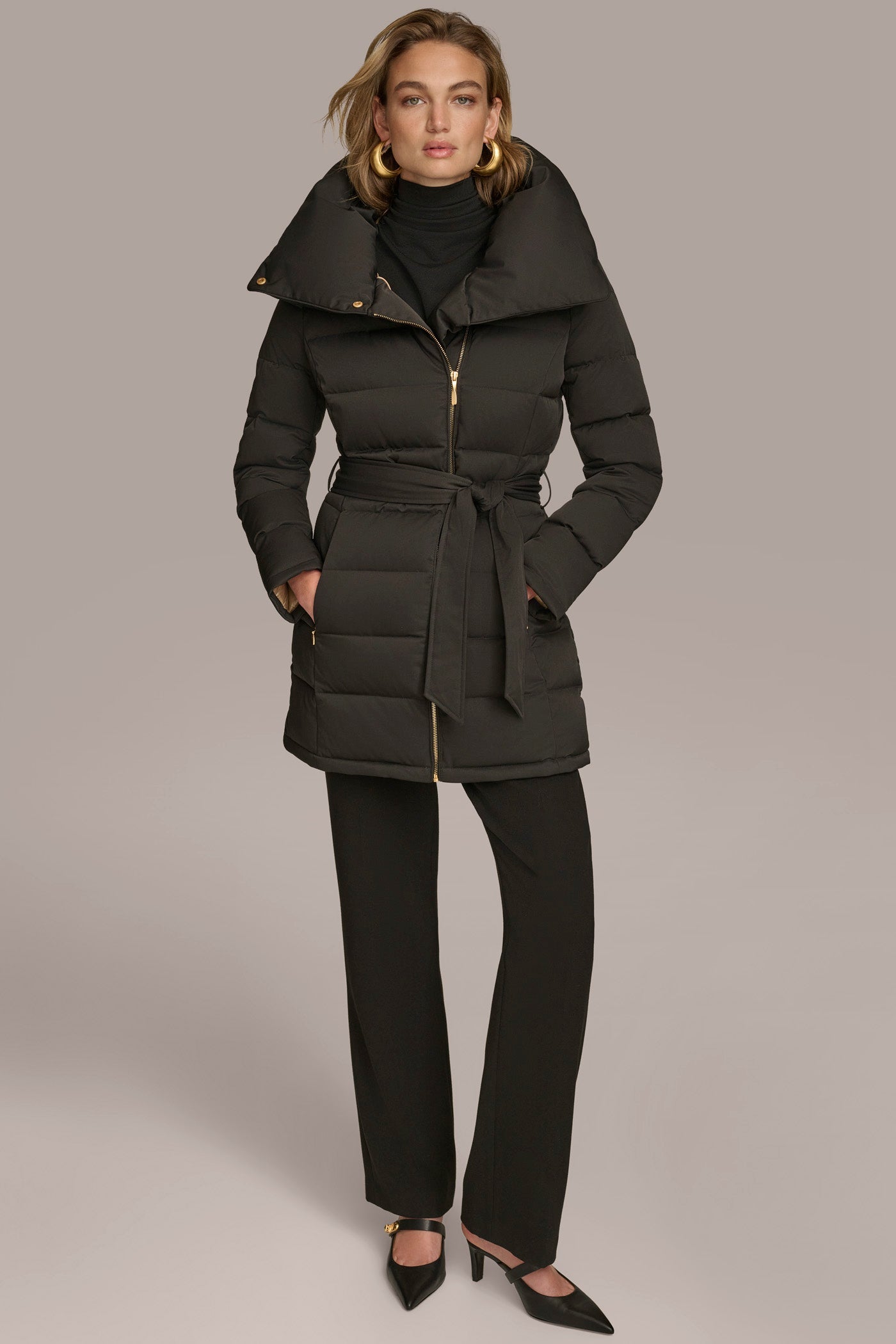 Black MIDI PUFFER Donna Karan