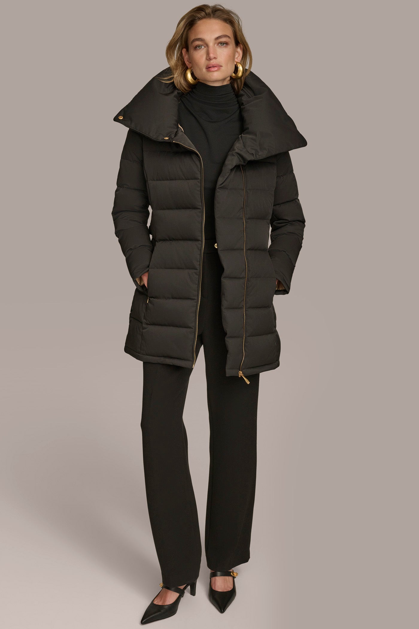 Black MIDI PUFFER Donna Karan
