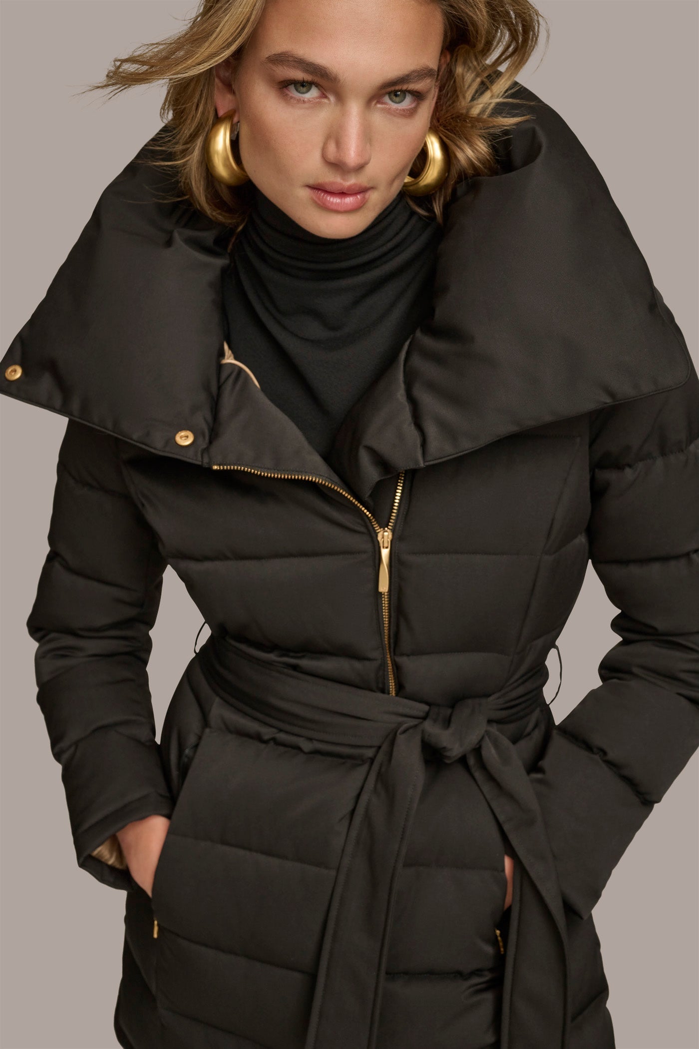 Black MIDI PUFFER Donna Karan