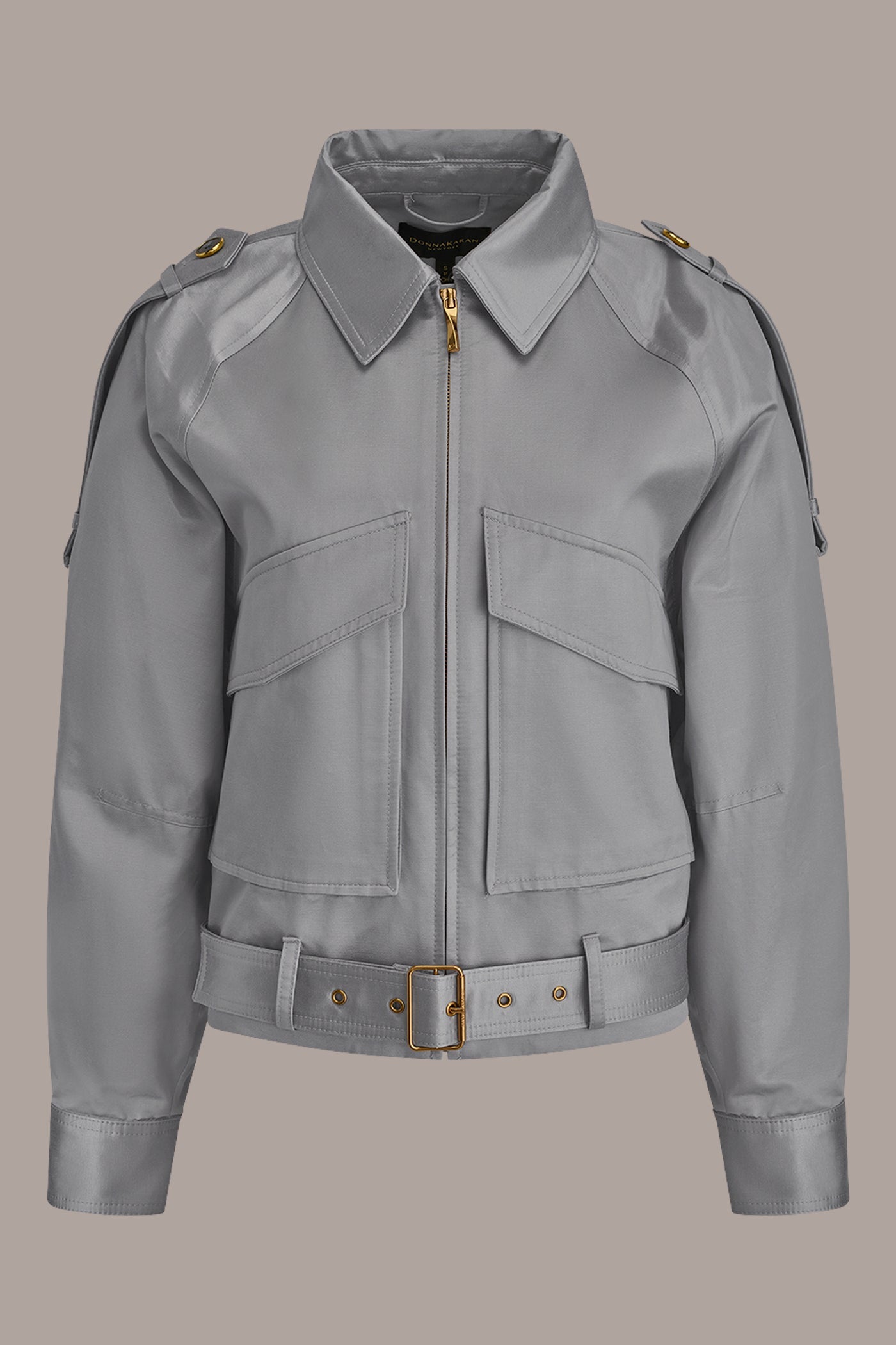VAPOR COTTON-BLEND SATIN BIKER JACKET Donna Karan