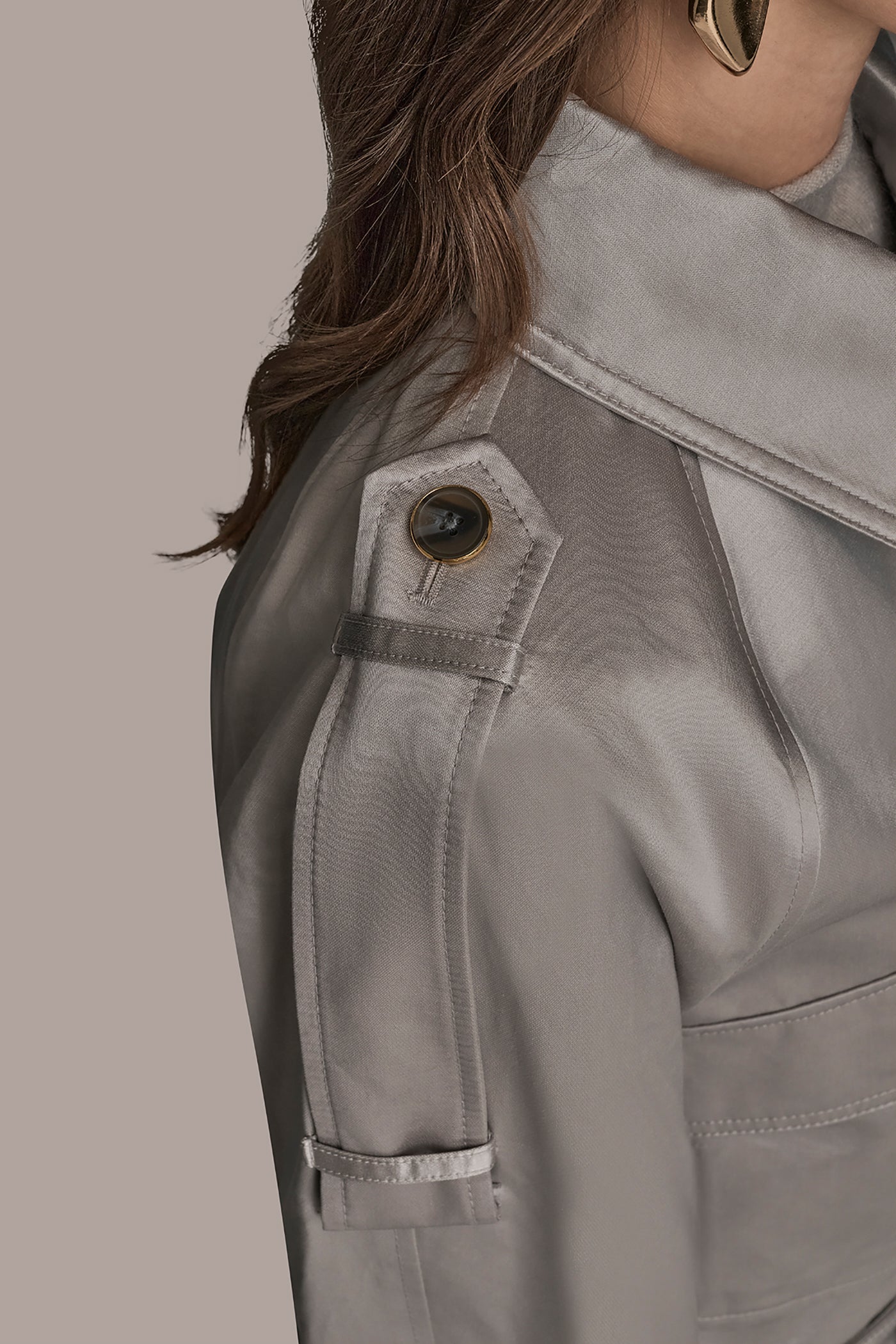 VAPOR COTTON-BLEND SATIN BIKER JACKET Donna Karan