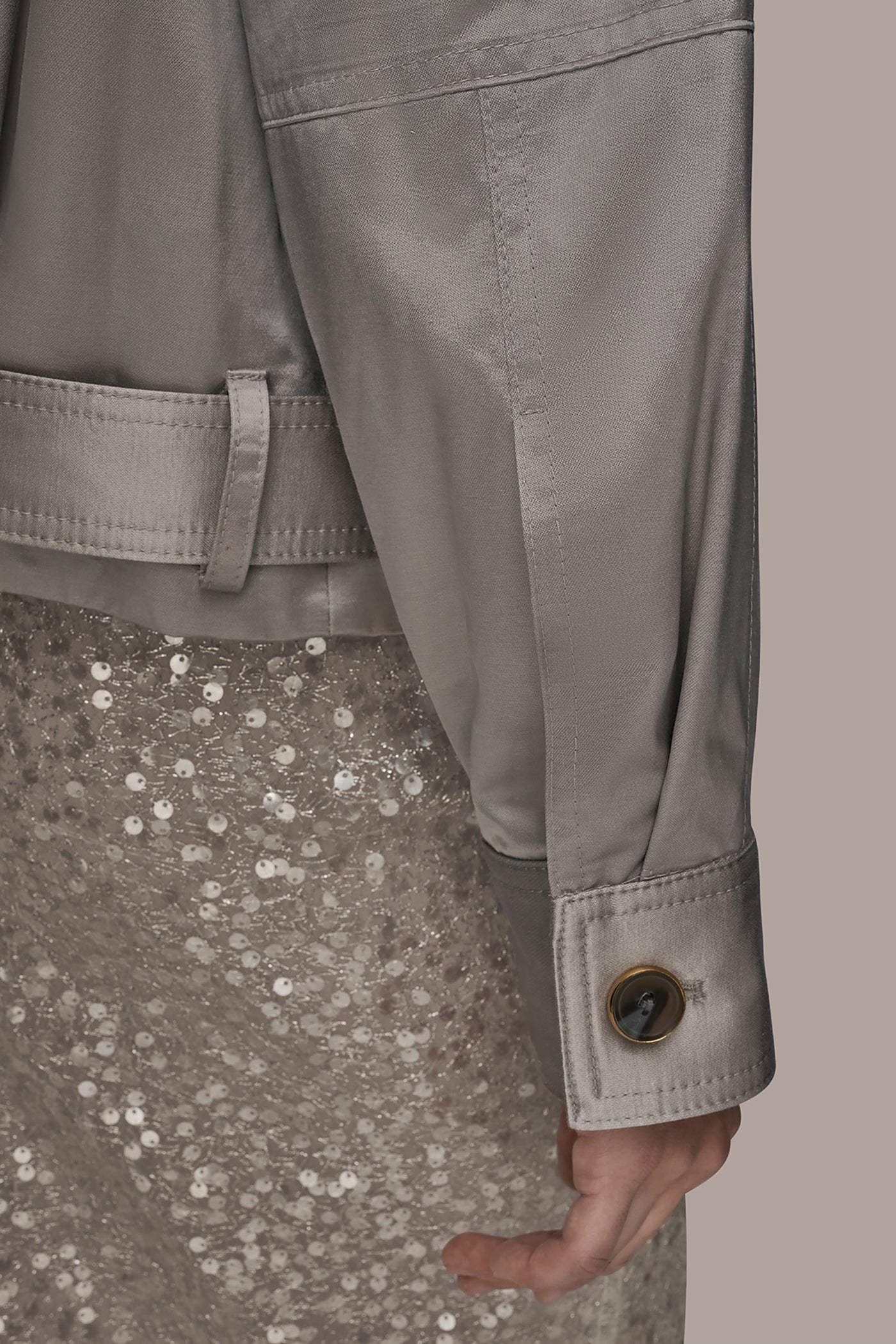 VAPOR COTTON-BLEND SATIN BIKER JACKET Donna Karan