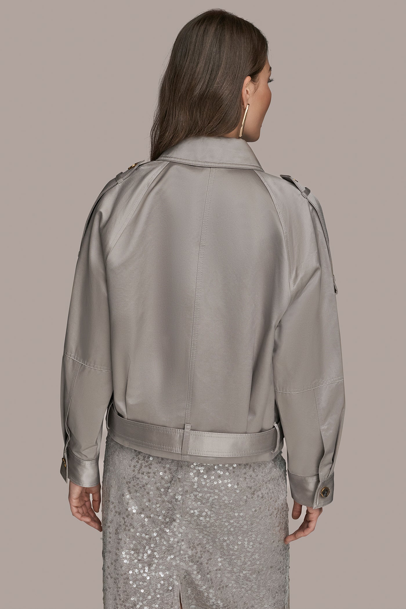 VAPOR COTTON-BLEND SATIN BIKER JACKET Donna Karan