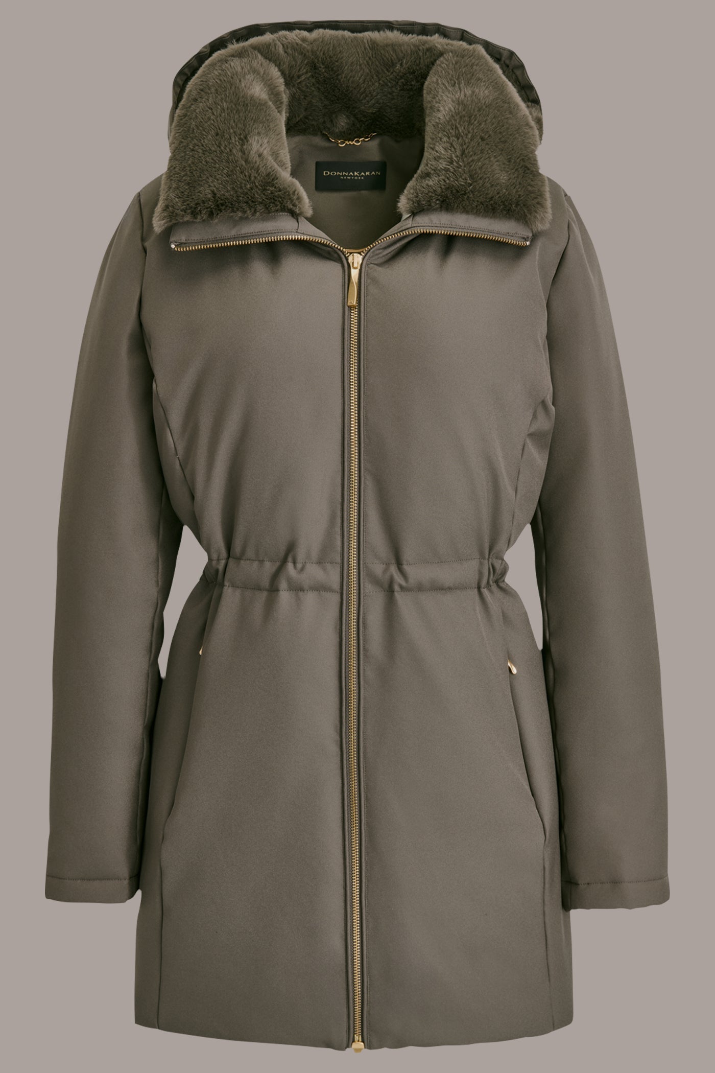 Hickory FAUX FUR LINED PUFFER Donna Karan