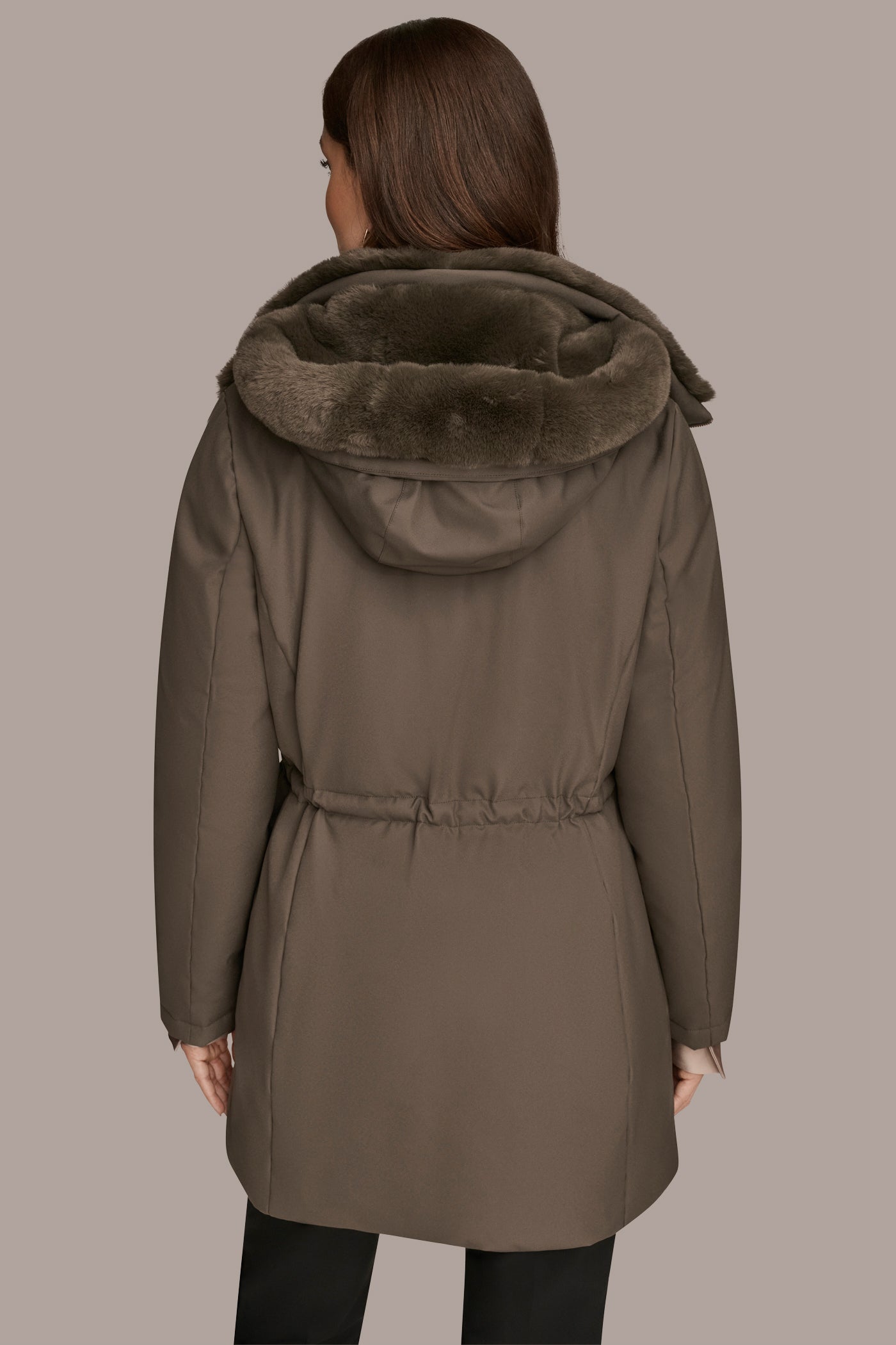 Hickory FAUX FUR LINED PUFFER Donna Karan