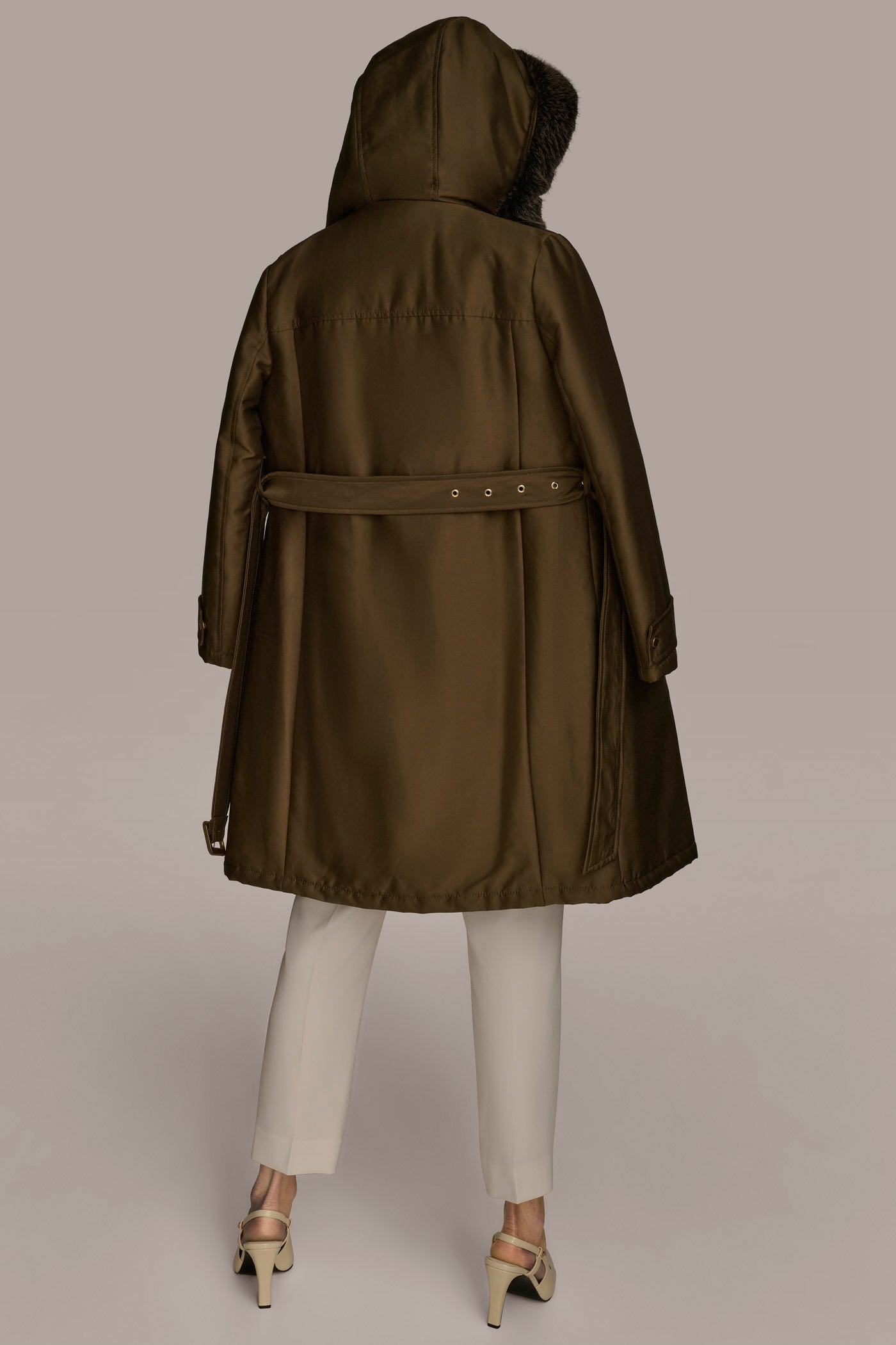 Beech FAUX FUR TRIM LINED RAIN COAT Donna Karan