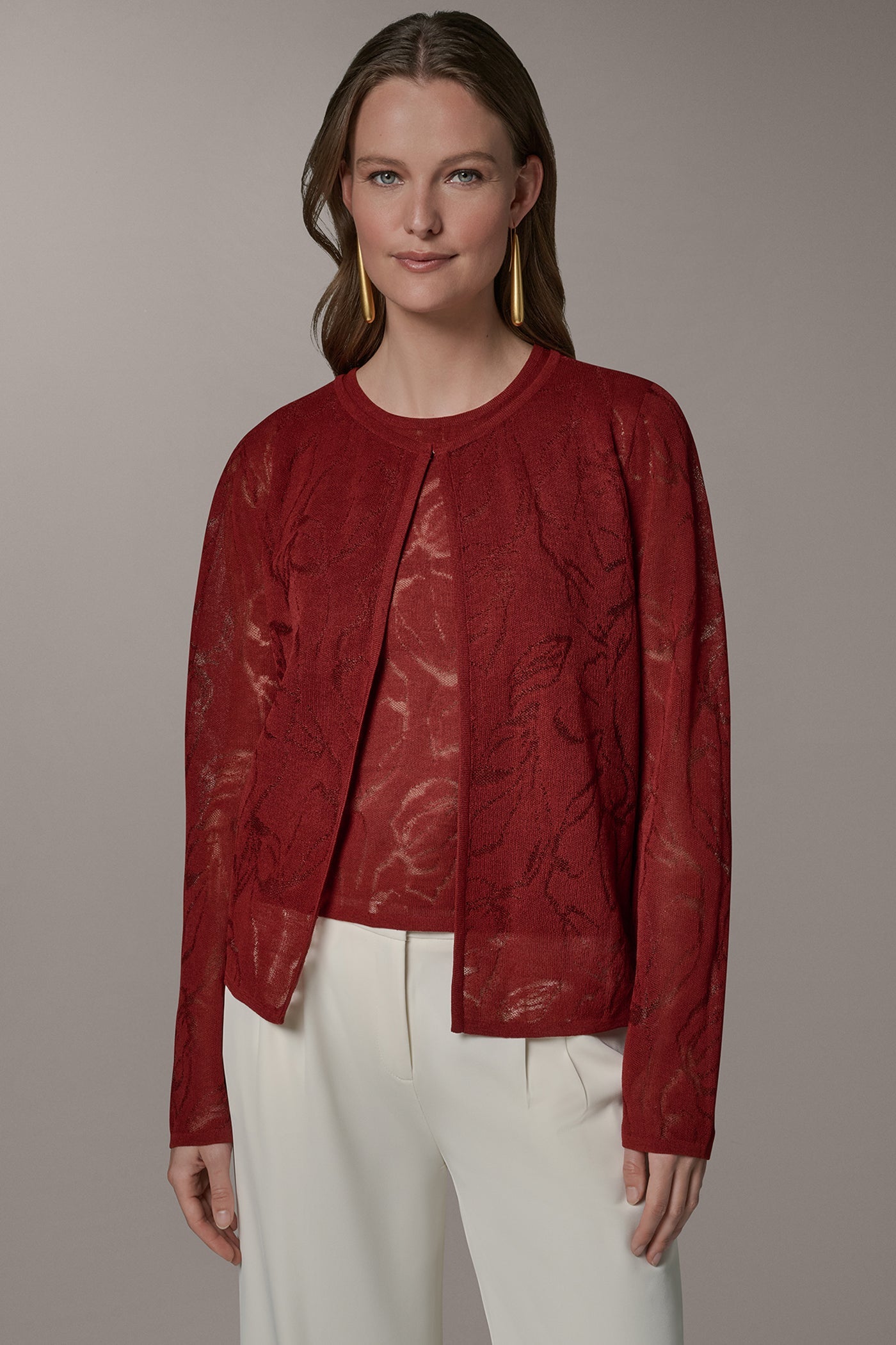 Sunbaked FLORAL SHEER CARDIGAN Donna Karan