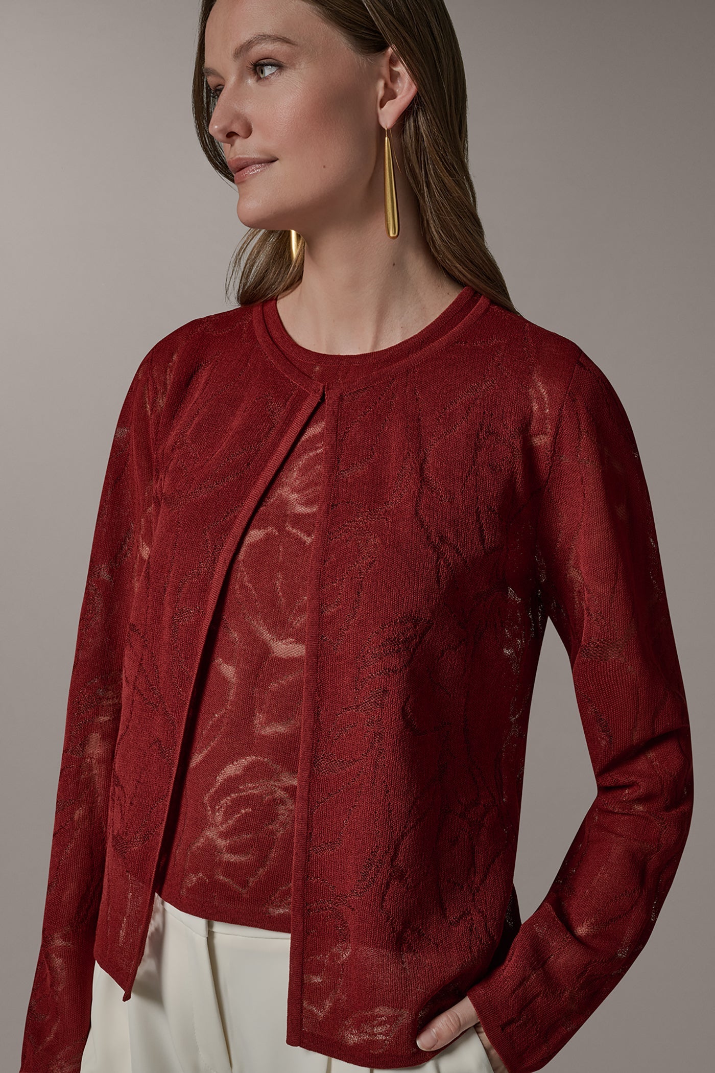Sunbaked FLORAL SHEER CARDIGAN Donna Karan