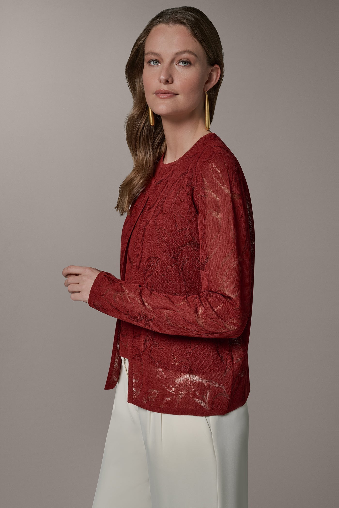 Sunbaked FLORAL SHEER CARDIGAN Donna Karan